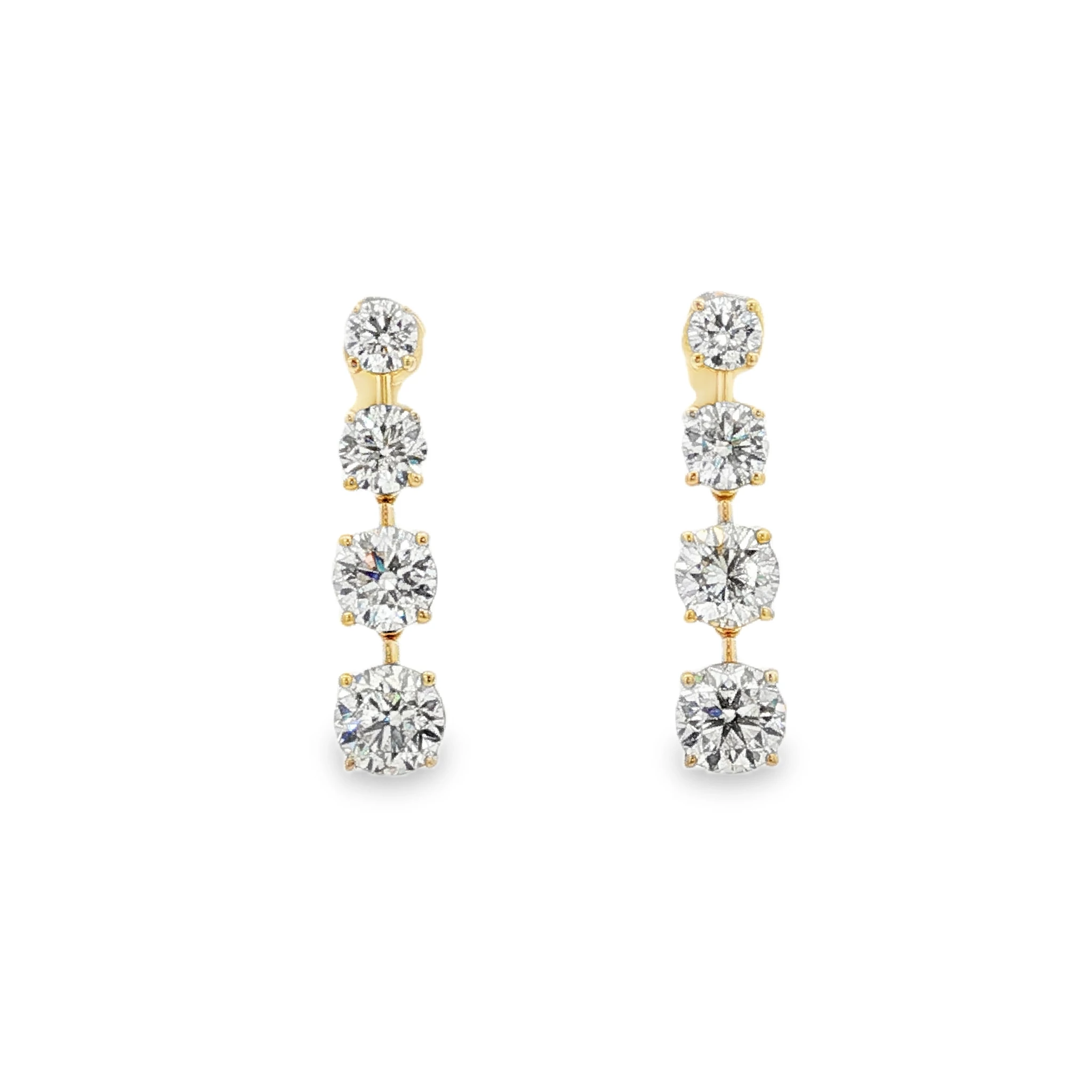 Brilliant Diamond Gold Dangle Earrings 3.49 CT in 14KYG. SKU 3070 - Image 2
