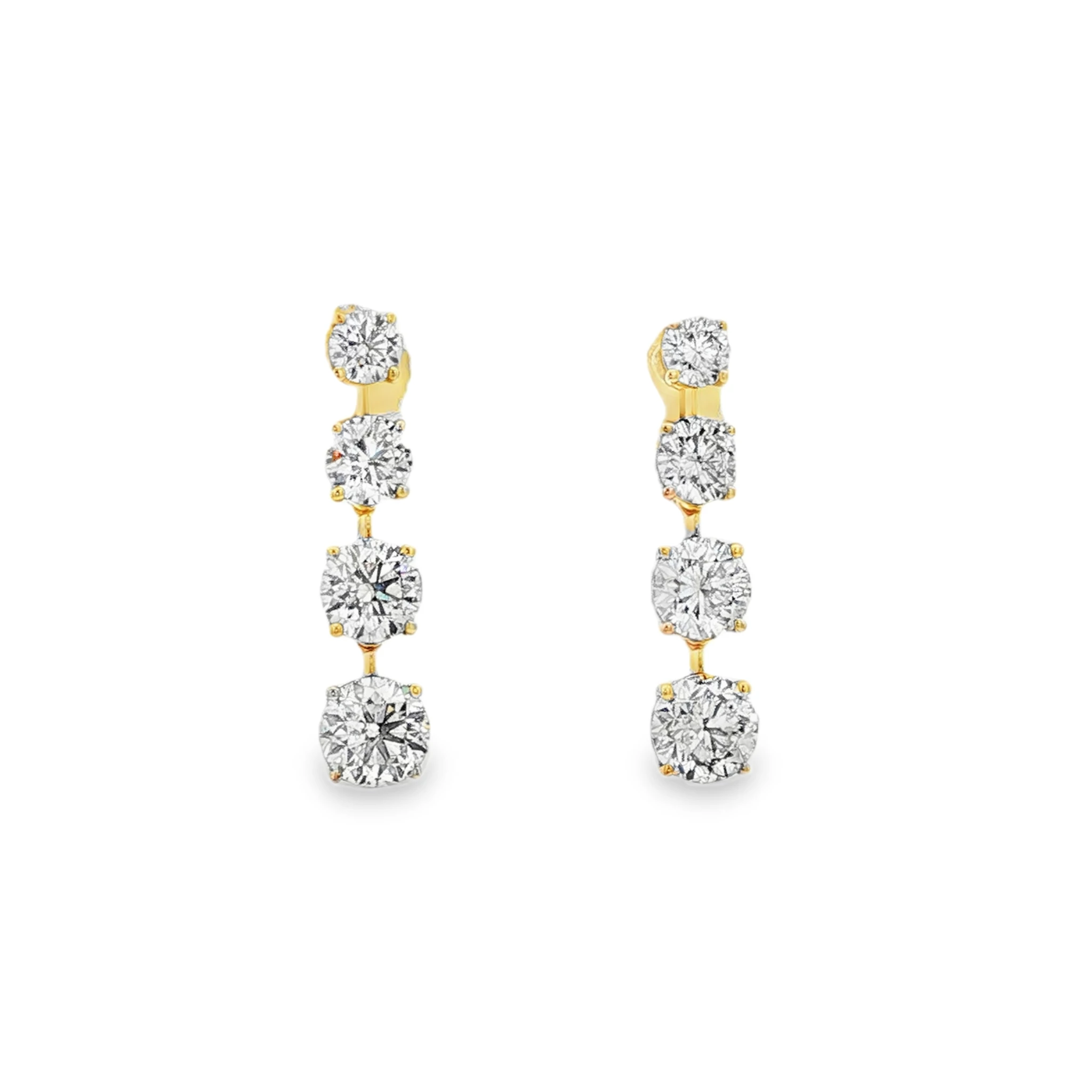 Brilliant Diamond Gold Dangle Earrings 3.49 CT in 14KYG. SKU 3070