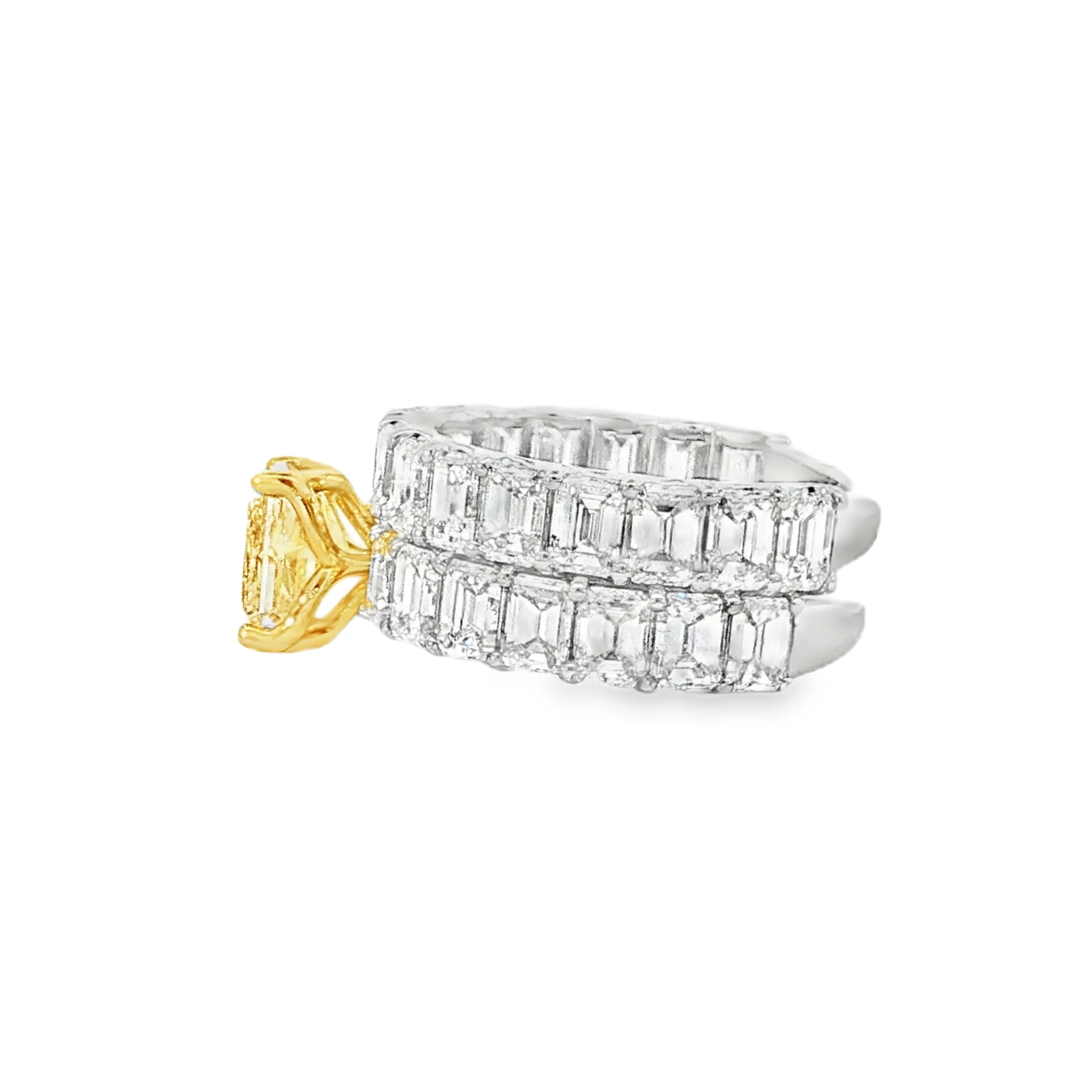Fancy Yellow Radiant Cut Diamond Yellow Gold Multistone Ring. SKU 3078 - Image 3