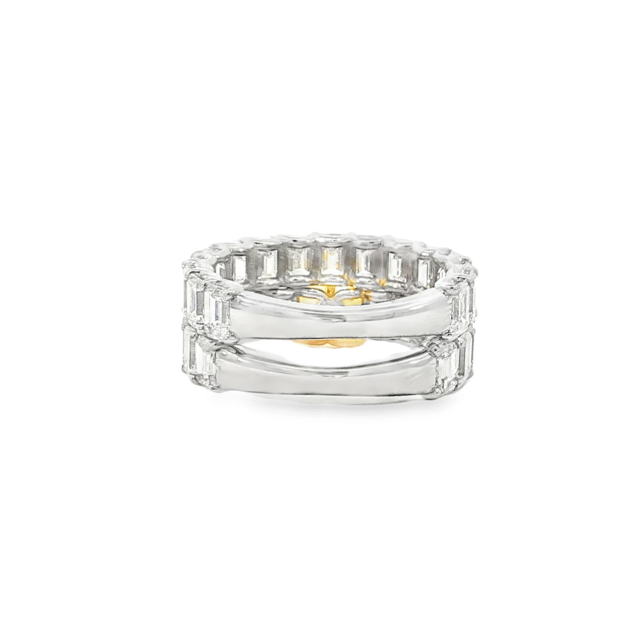 Fancy Yellow Radiant Cut Diamond Yellow Gold Multistone Ring. SKU 3078 - Image 2
