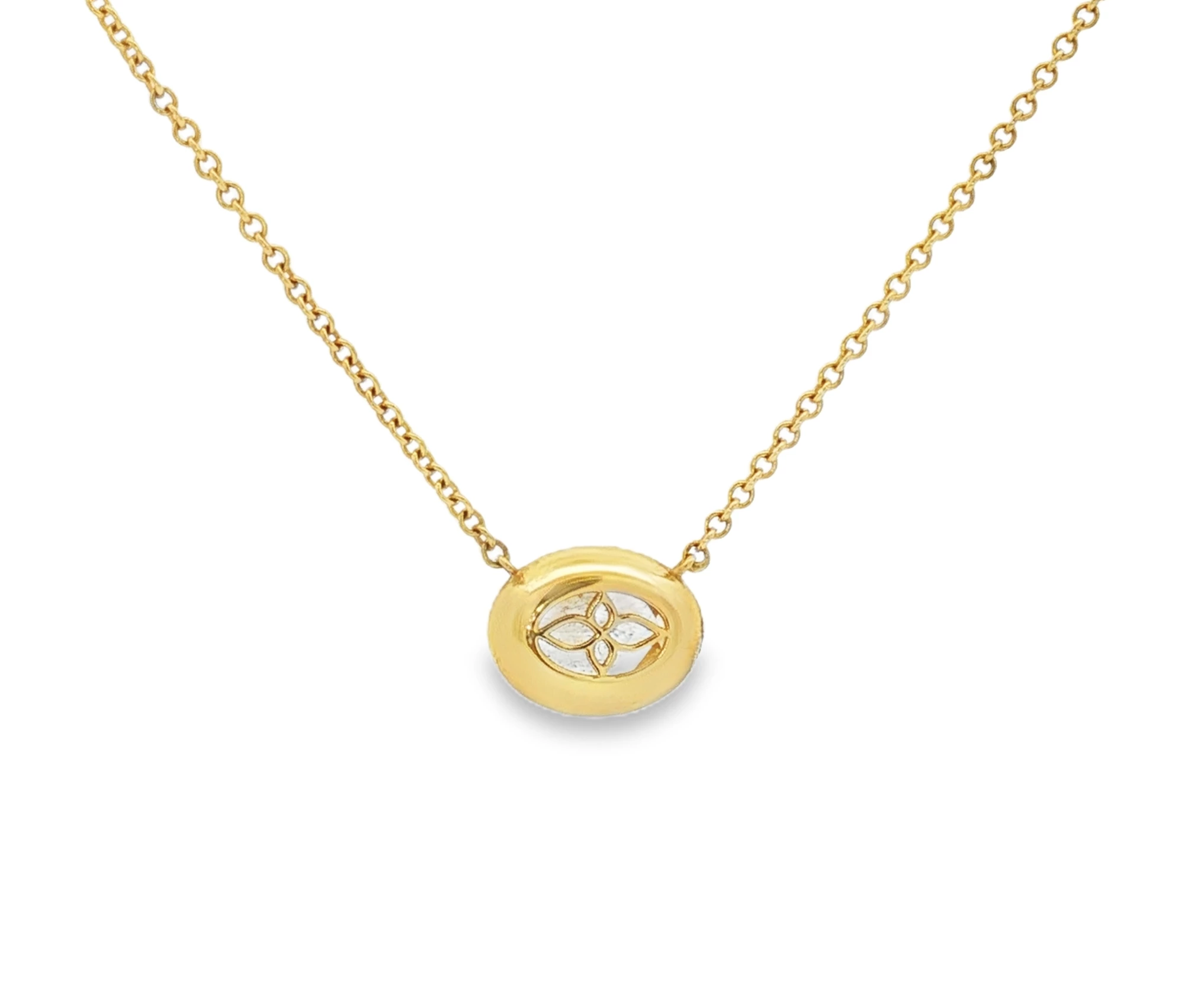 Yellow Gold Charm Necklace with Pear Shaped Diamond. SKU 5223 - Image 2