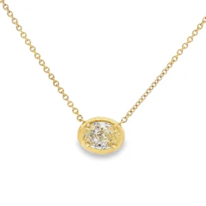 Yellow Gold Charm Necklace with Pear Shaped Diamond. SKU 5223