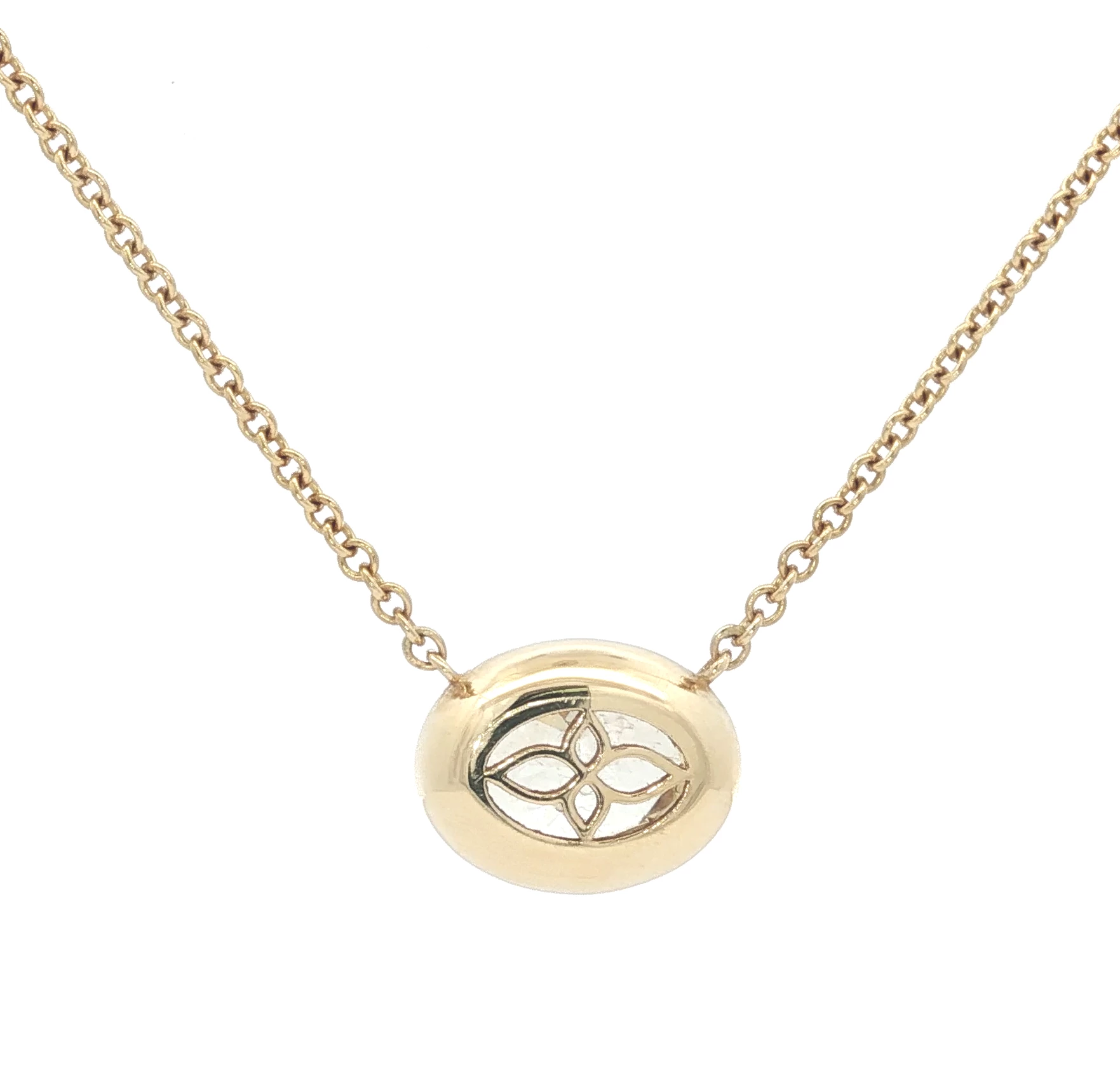 Fancy Yellow Diamond Oval Cut Yellow Gold Chain Necklace. SKU 4878 - Image 2