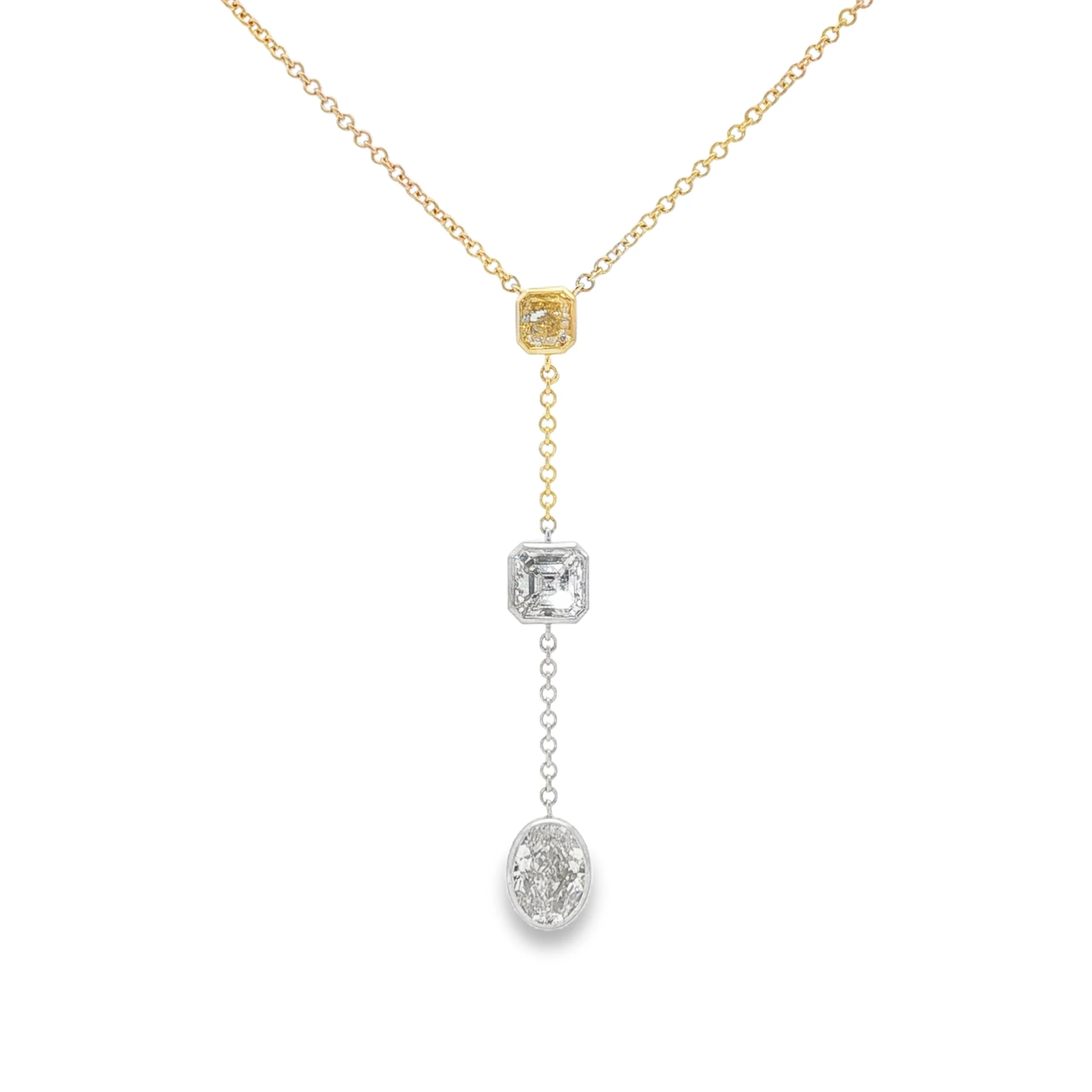 Fancy Yellow Diamond Yellow Gold Charm Necklace. SKU 5235