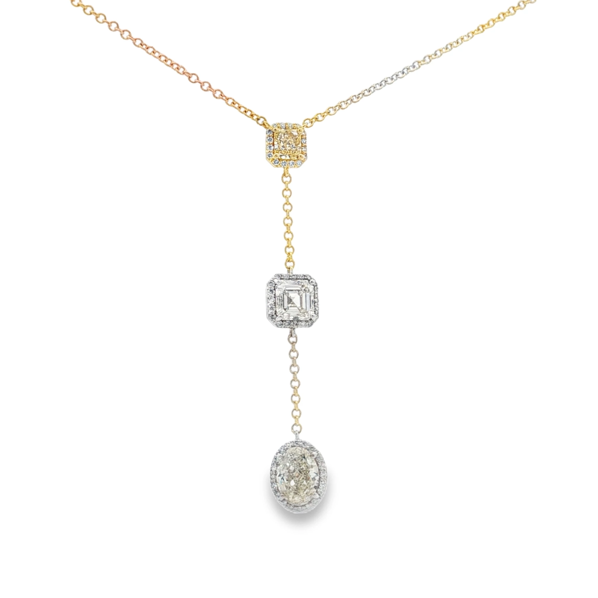 Fancy Yellow Diamond Necklace in Yellow Gold. SKU 5240 - Image 3