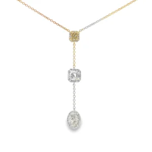 Fancy Yellow Diamond Necklace in Yellow Gold. SKU 5240