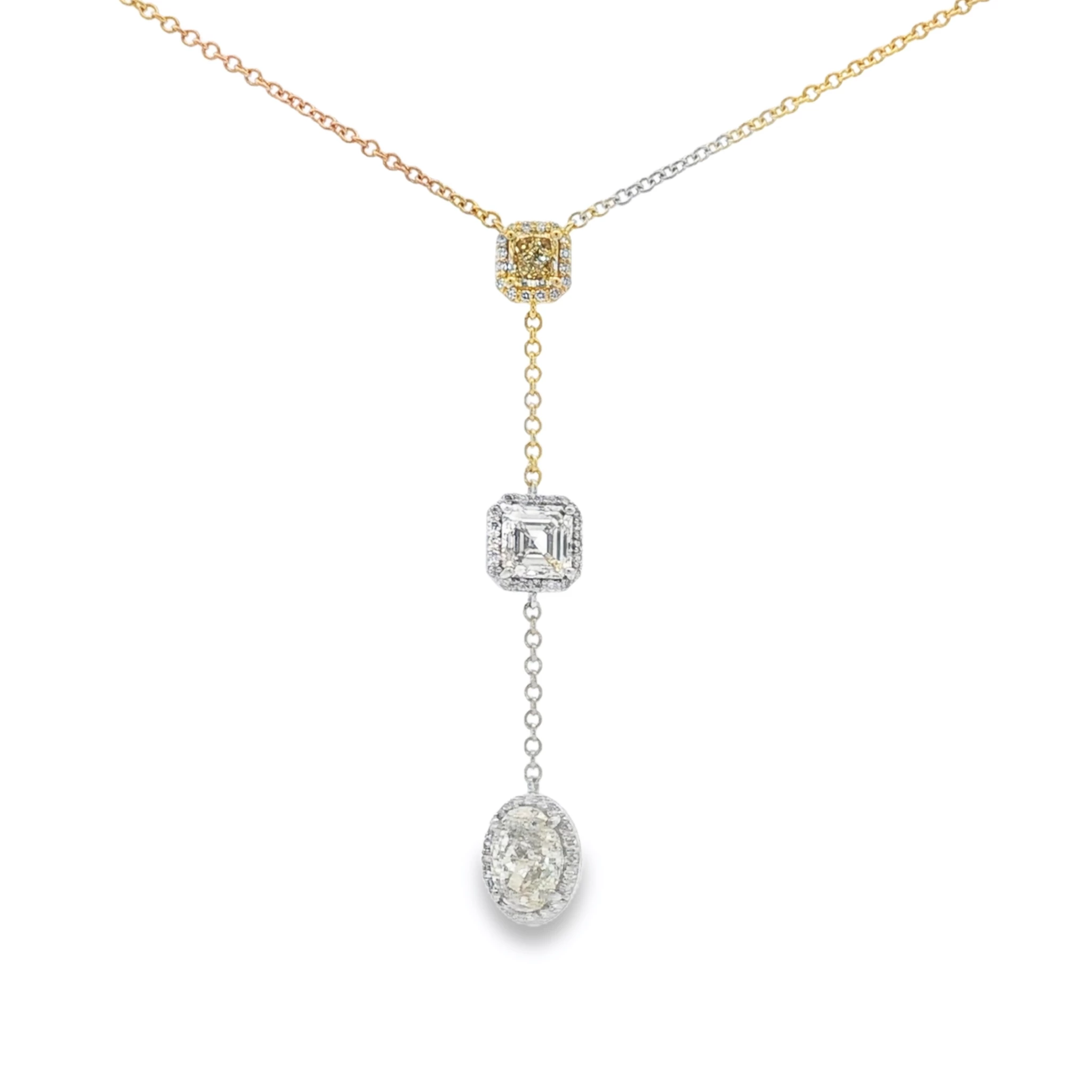 Fancy Yellow Diamond Necklace in Yellow Gold. SKU 5240
