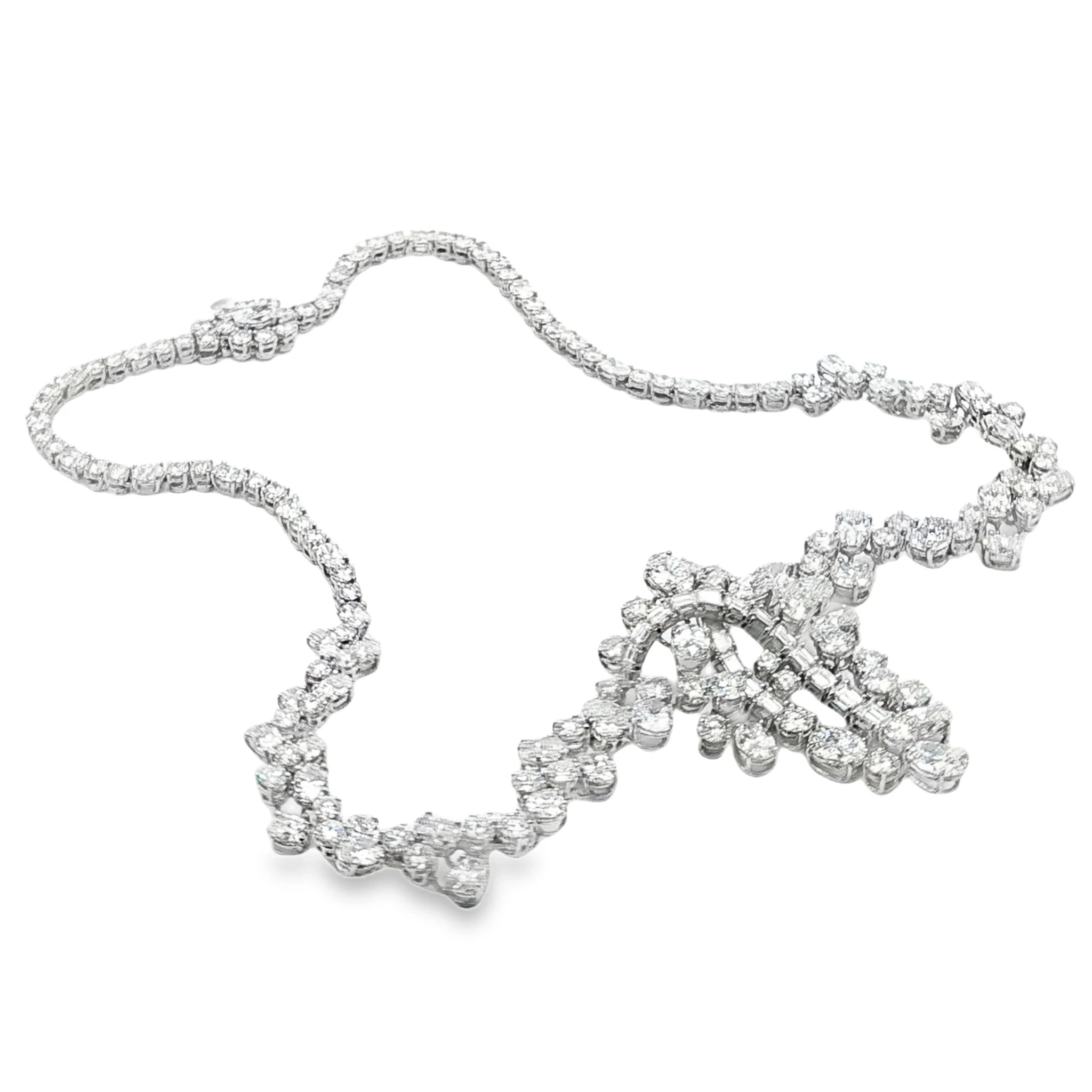Platinum and White Gold Diamond Necklace with Round Cut Diamonds. SKU 5261 - Image 2