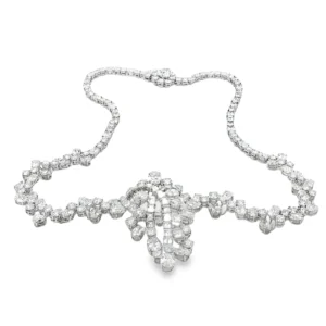 Platinum and White Gold Diamond Necklace with Round Cut Diamonds. SKU 5261