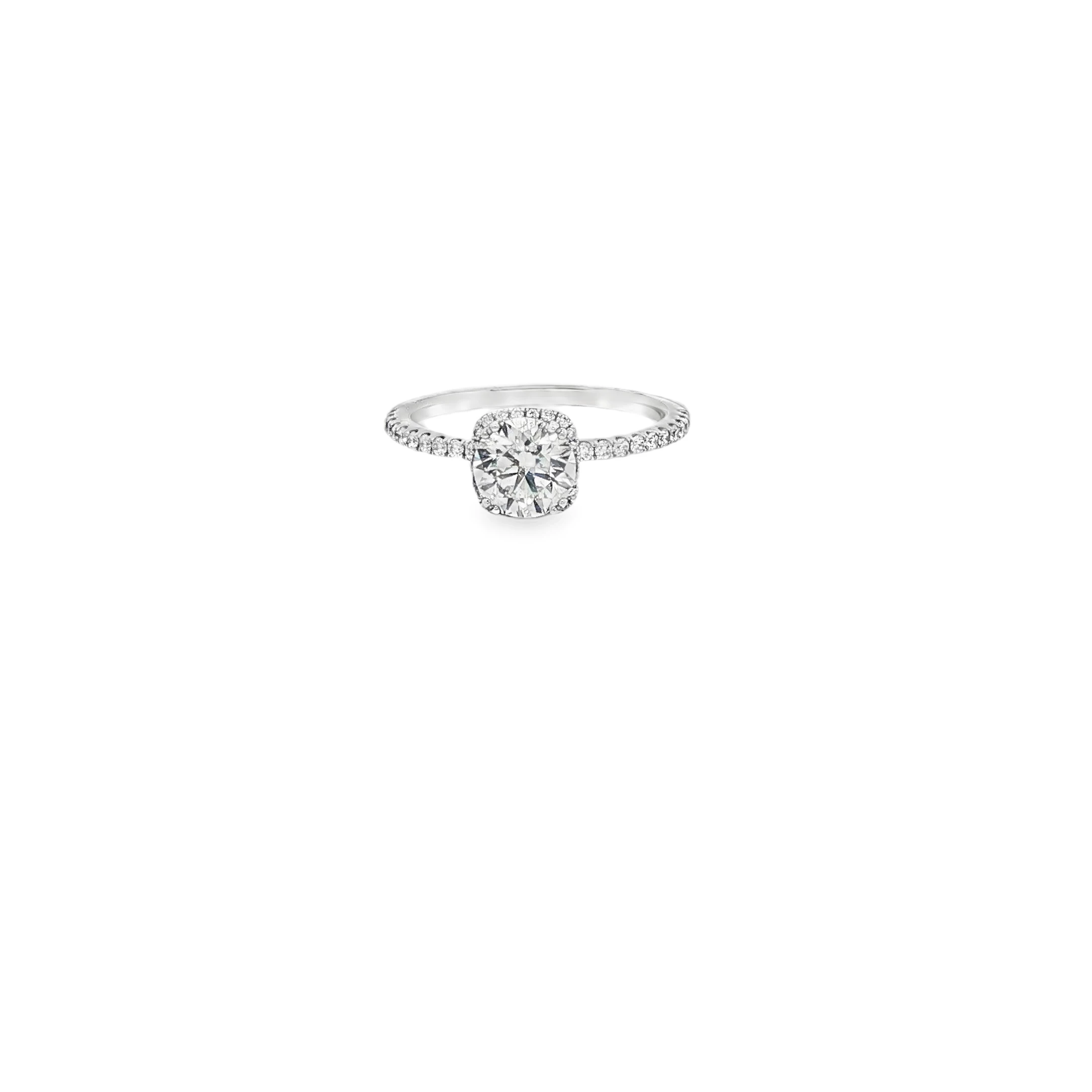 Cushion Cut Diamond Engagement Ring in Platinum White Gold SKU 5794 - Image 2