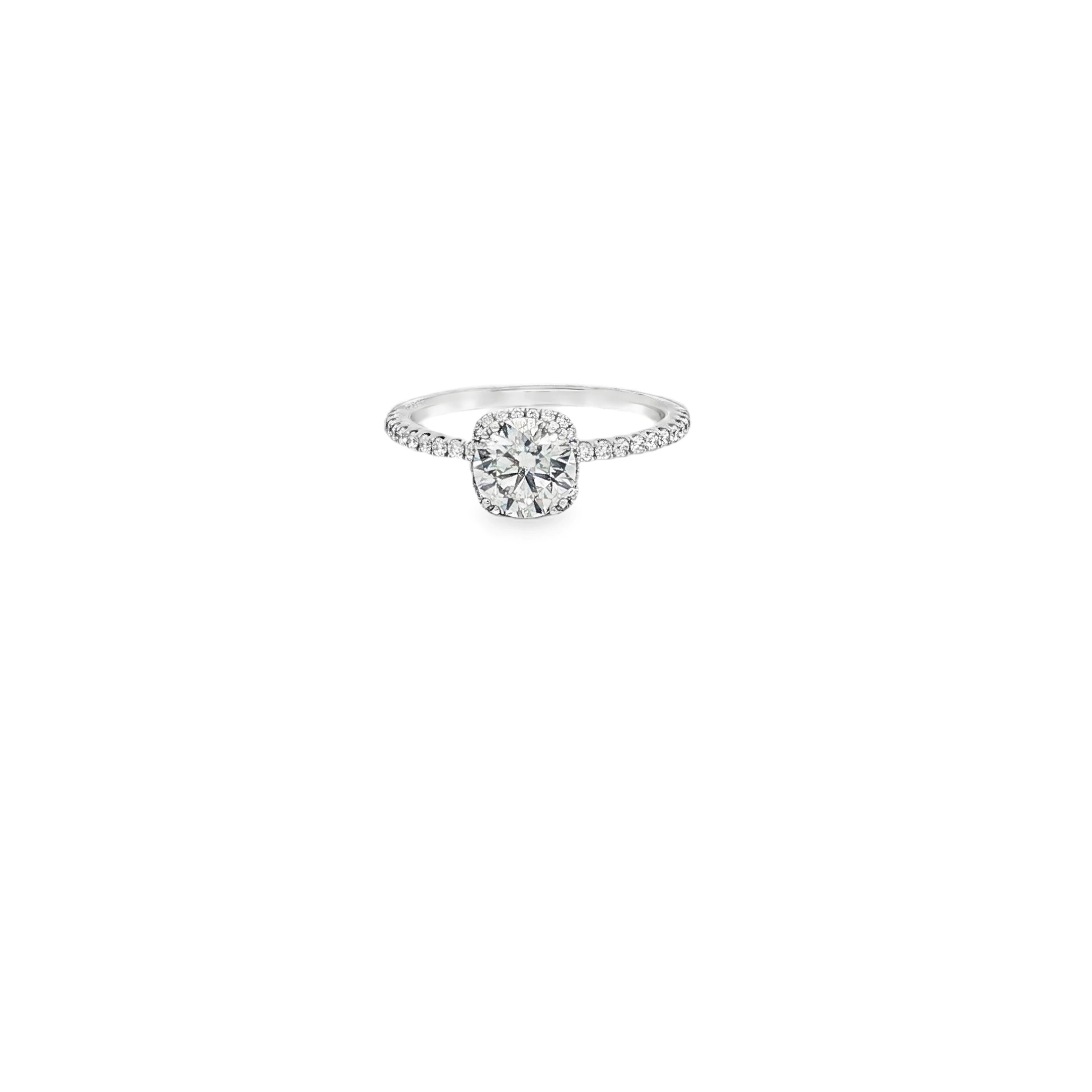 Cushion Cut Diamond Engagement Ring in Platinum White Gold SKU 5794