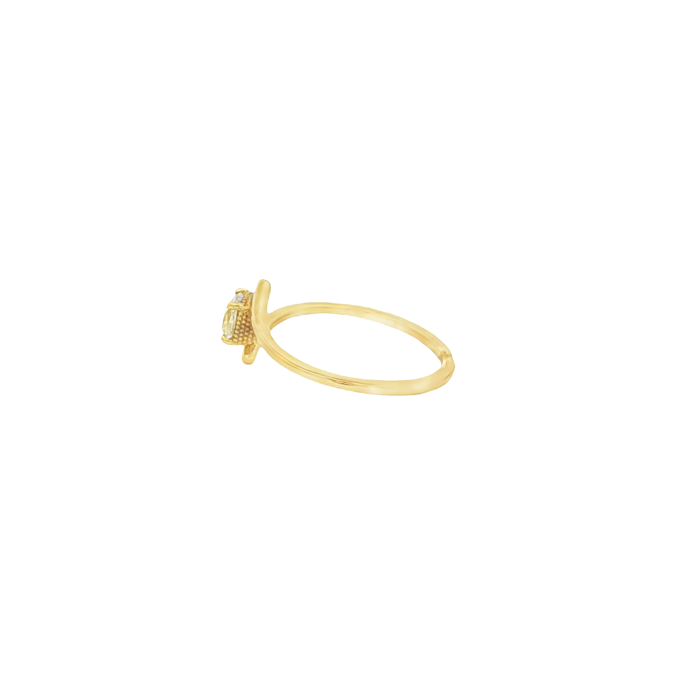 Yellow Gold Solitaire Ring with Fancy Yellow Cushion Cut Diamond. SKU 5796 - Image 2