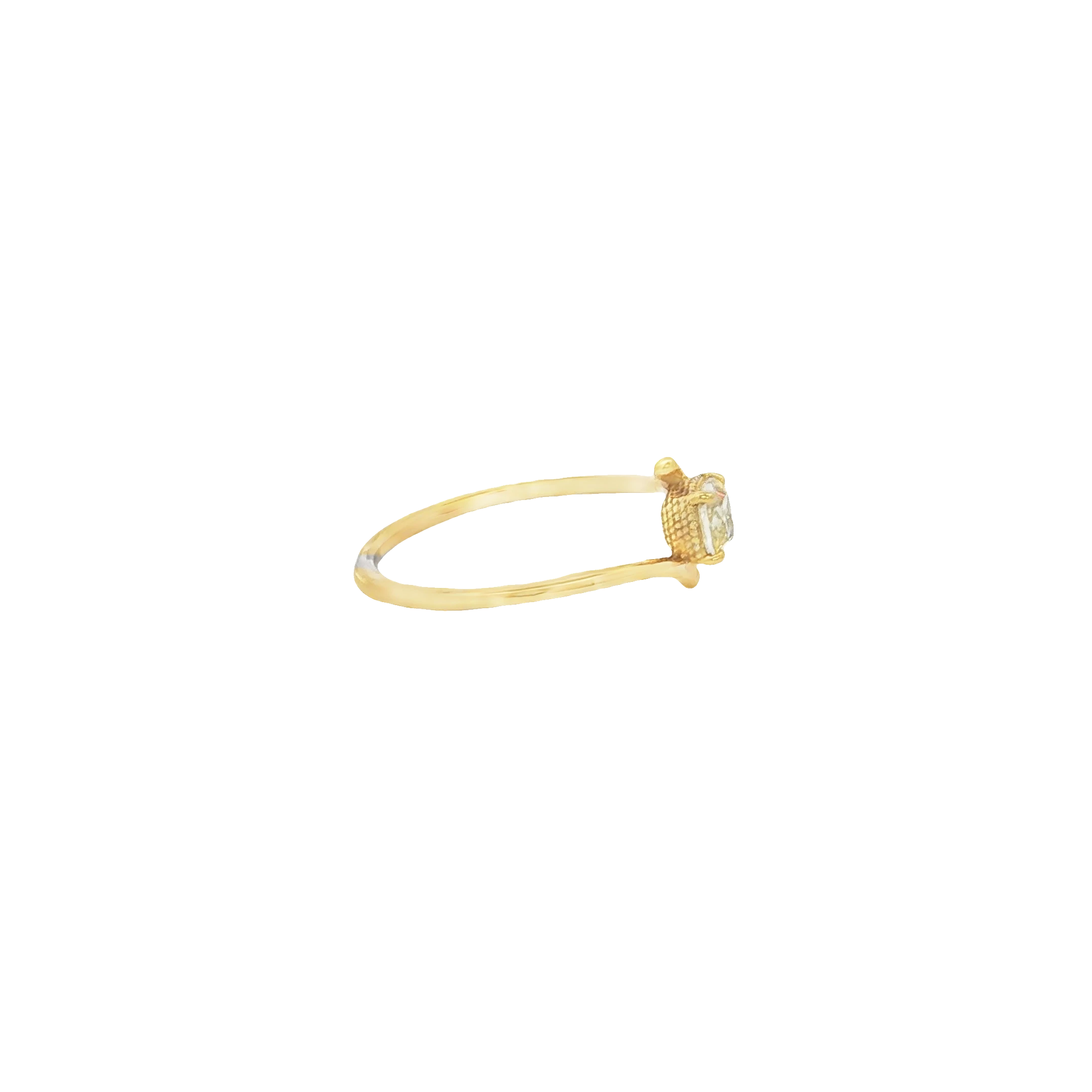 Yellow Gold Solitaire Ring with Fancy Yellow Cushion Cut Diamond. SKU 5796 - Image 4