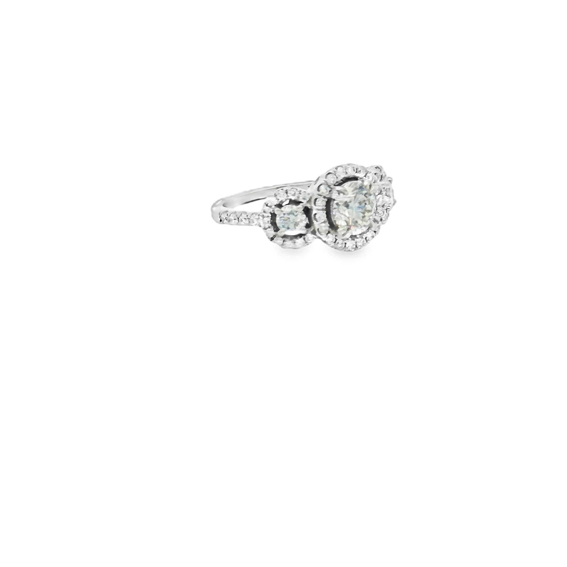 Platinum Multistone Ring with Round Brilliant Cut Diamond. SKU 5804 - Image 2