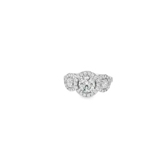 Platinum Multistone Ring with Round Brilliant Cut Diamond. SKU 5804
