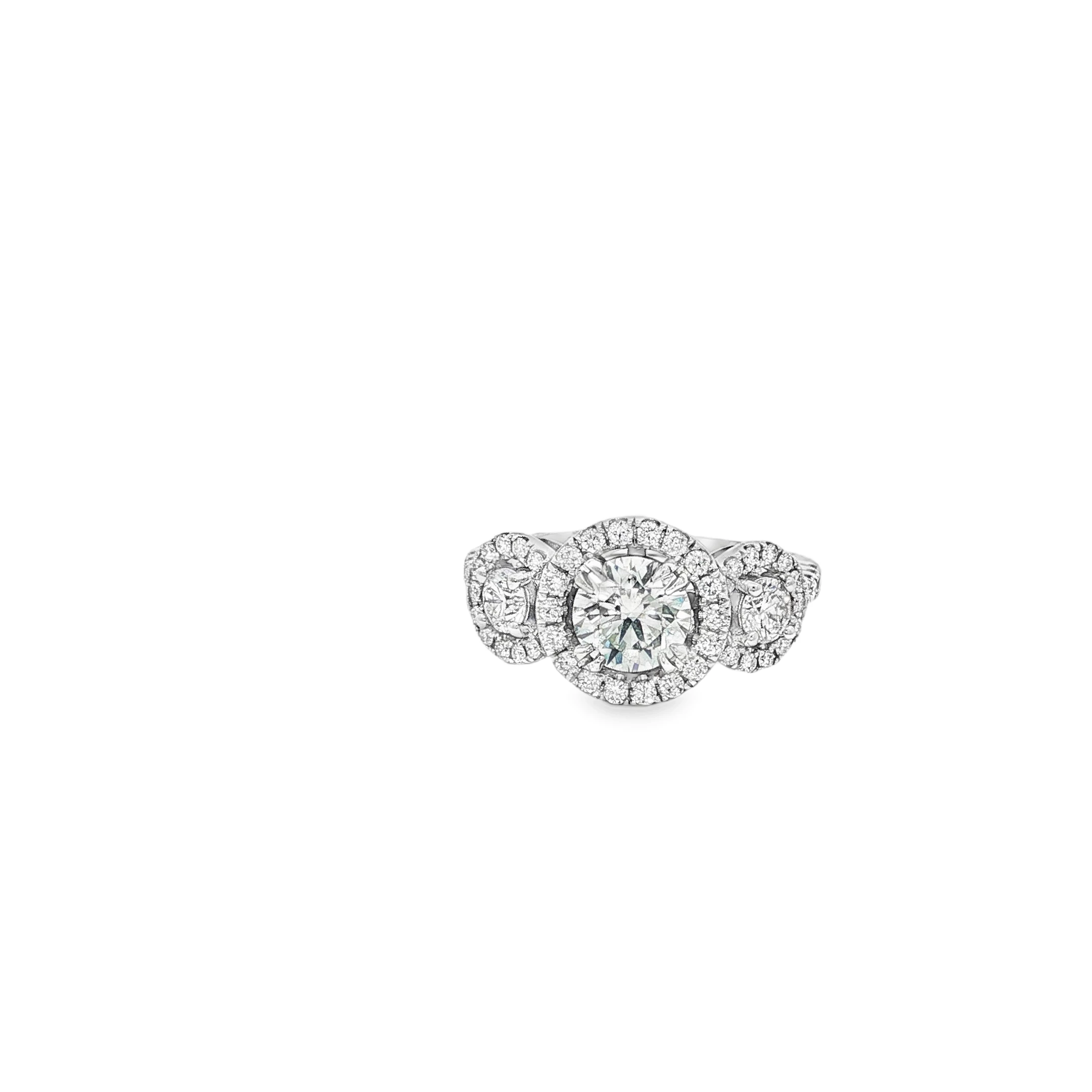 Platinum Multistone Ring with Round Brilliant Cut Diamond. SKU 5804