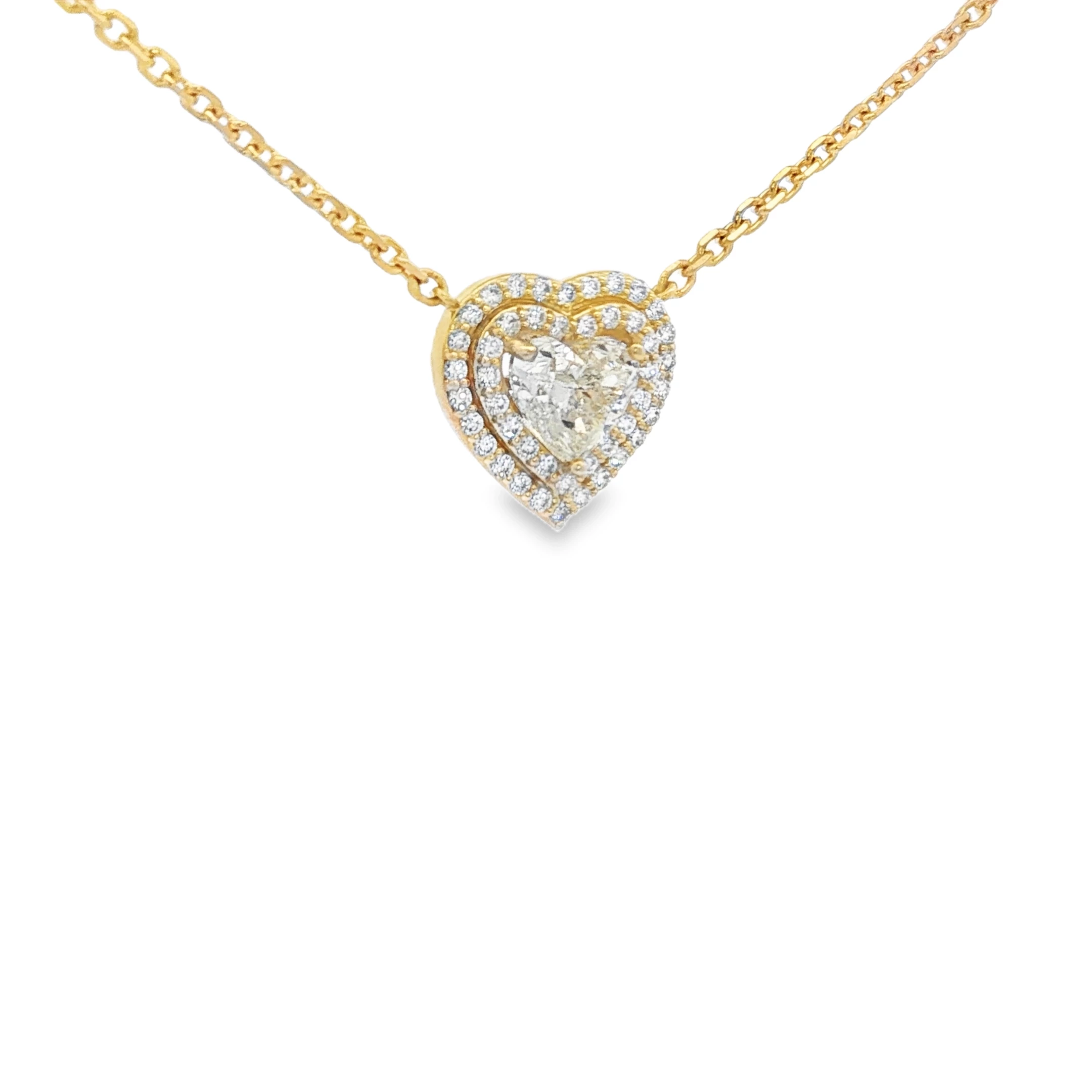Rose Gold Heart-Shaped Diamond Charm Necklace. SKU 6042 - Image 3
