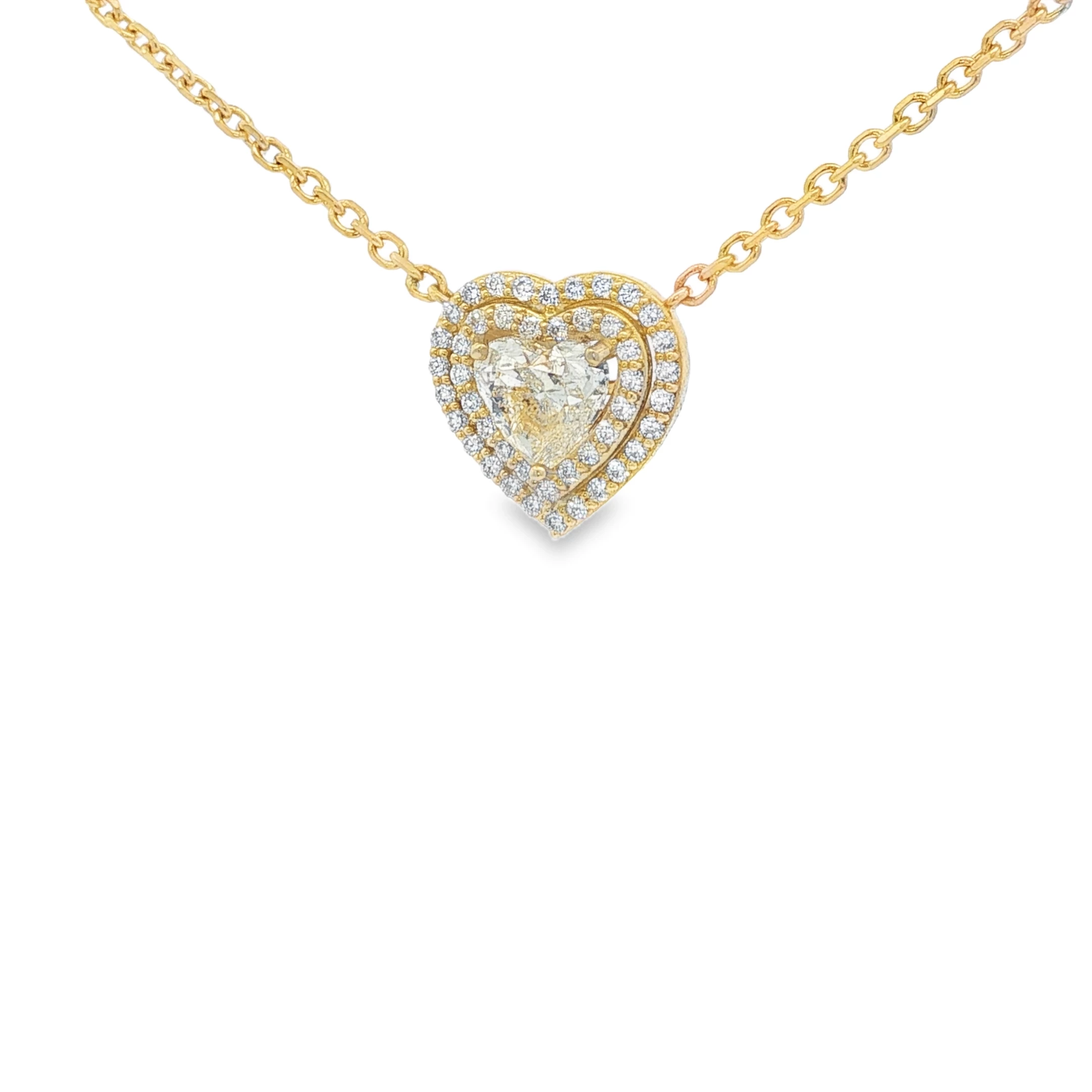 Rose Gold Heart-Shaped Diamond Charm Necklace. SKU 6042 - Image 5