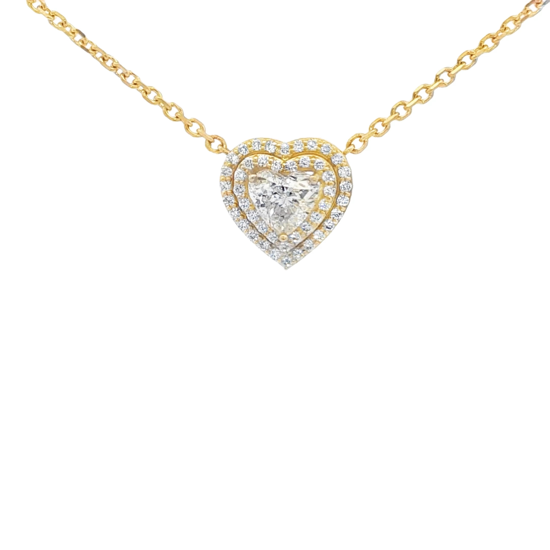 Rose Gold Heart-Shaped Diamond Charm Necklace. SKU 6042