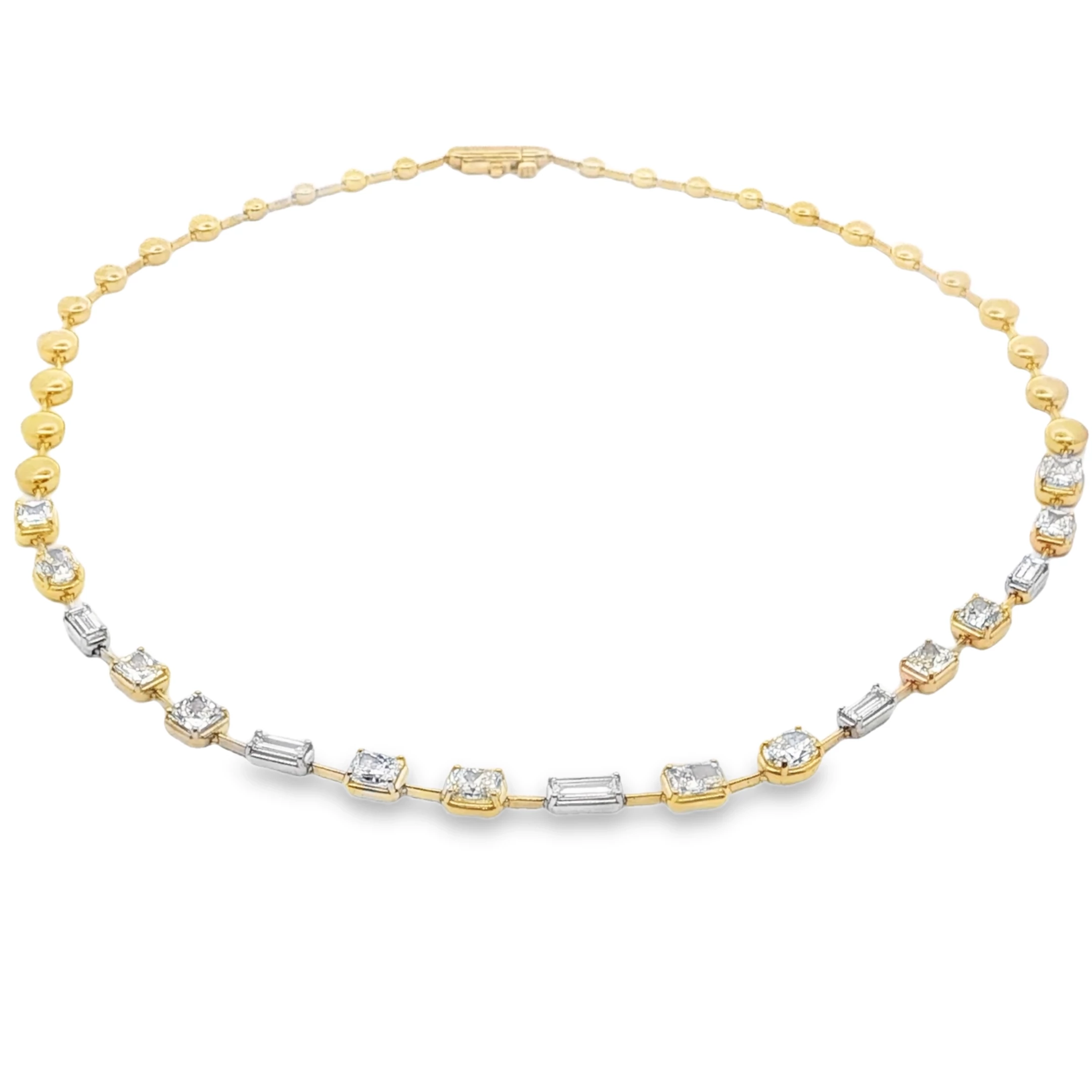Rose Gold Diamond Necklace with Square Cut Diamonds. SKU 6985