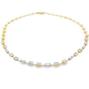 Rose Gold Diamond Necklace with Square Cut Diamonds. SKU 6985
