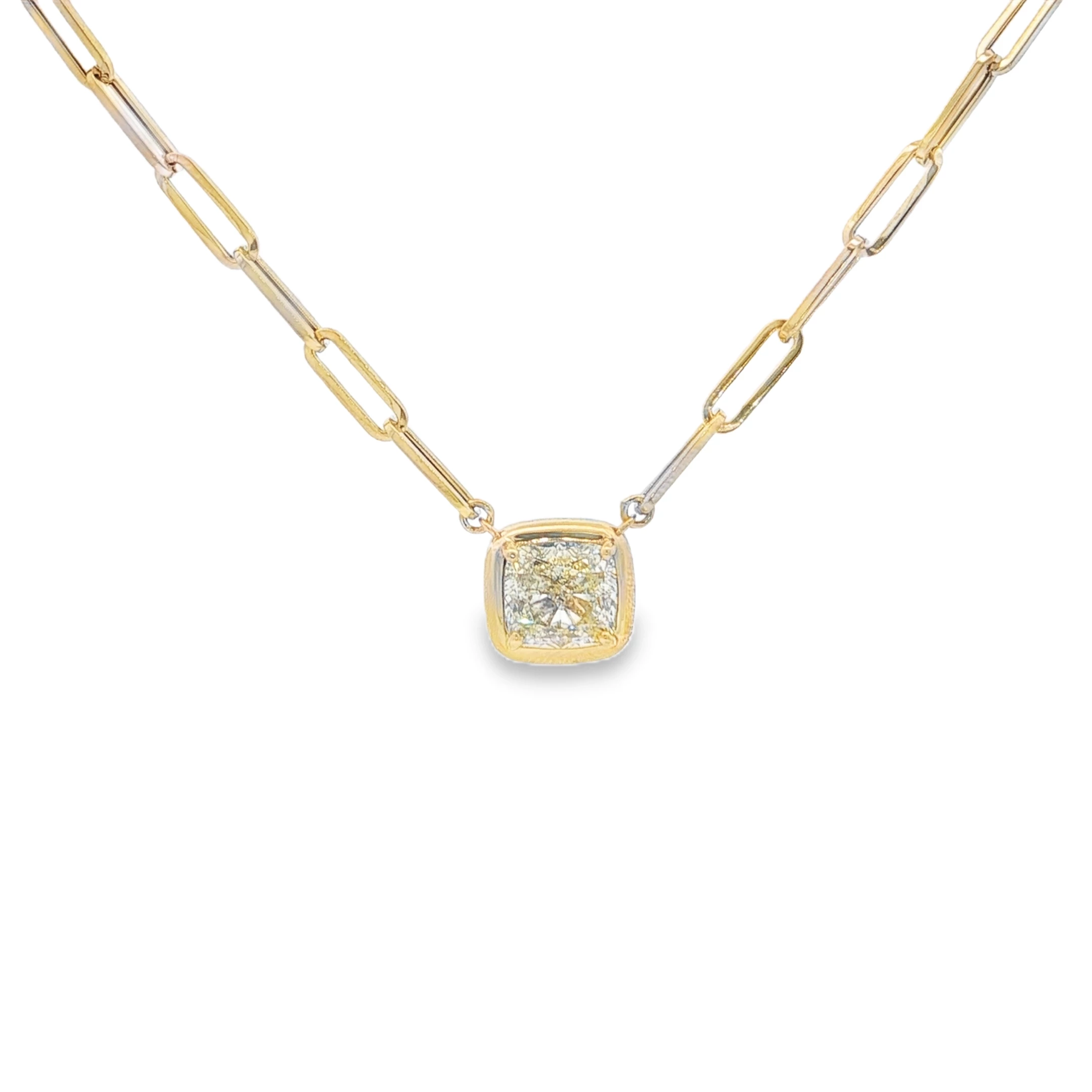 Cushion Cut Diamond Necklace in Rose Gold. SKU 6989
