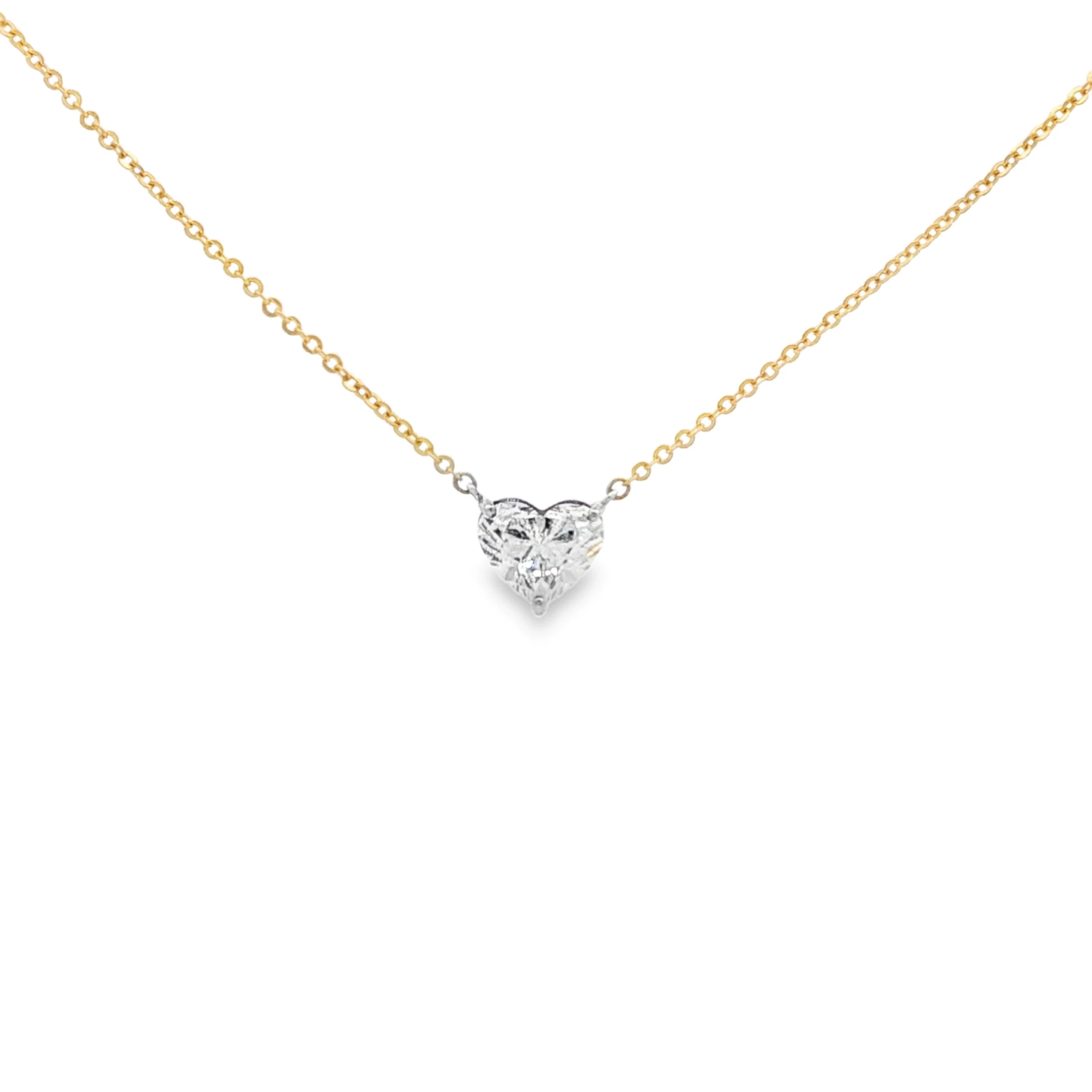Heart Cut Diamond Pendant Necklace in Yellow Gold. SKU 6995