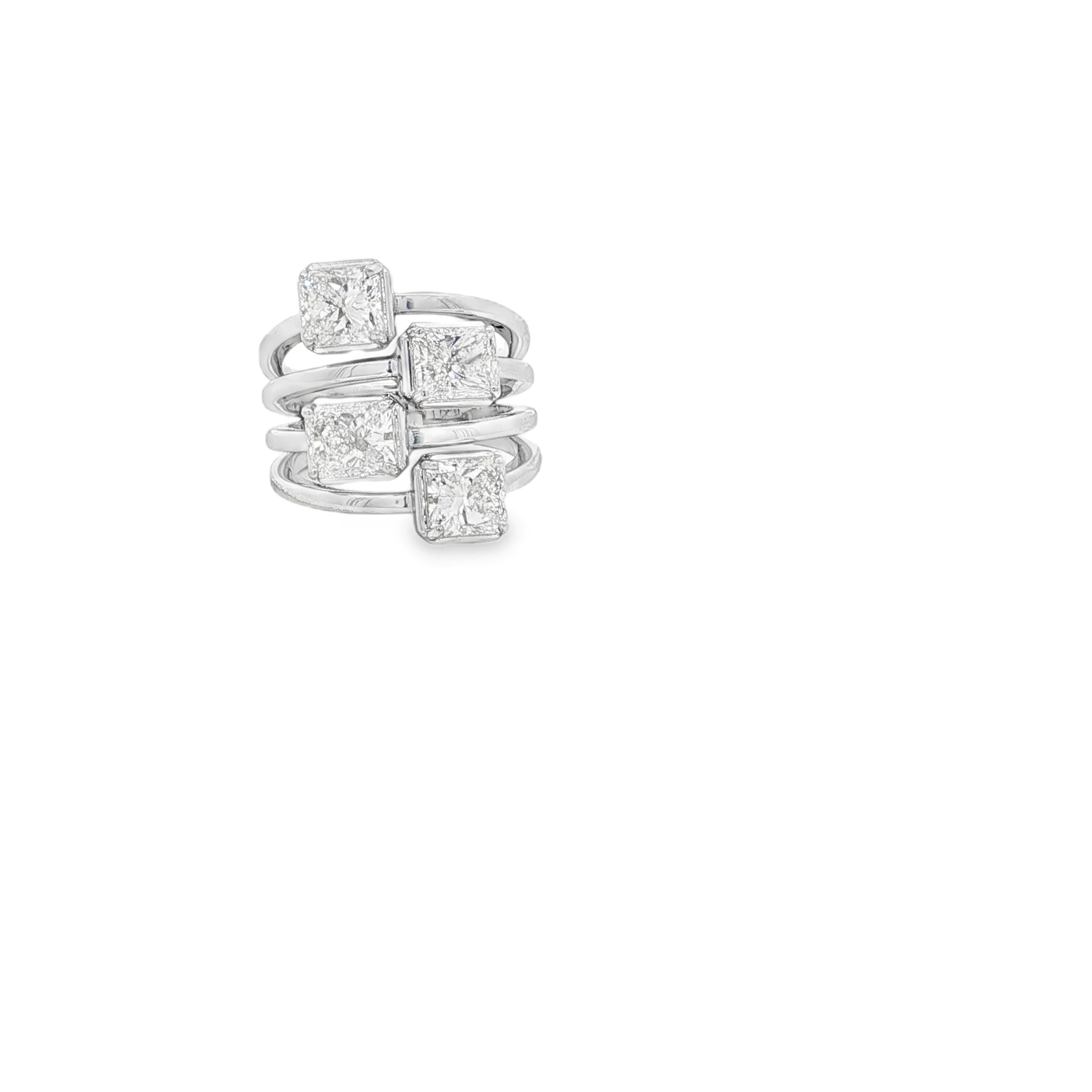 Platinum Stackable Rings with Princess Cut Diamonds. SKU 7202 - Image 4