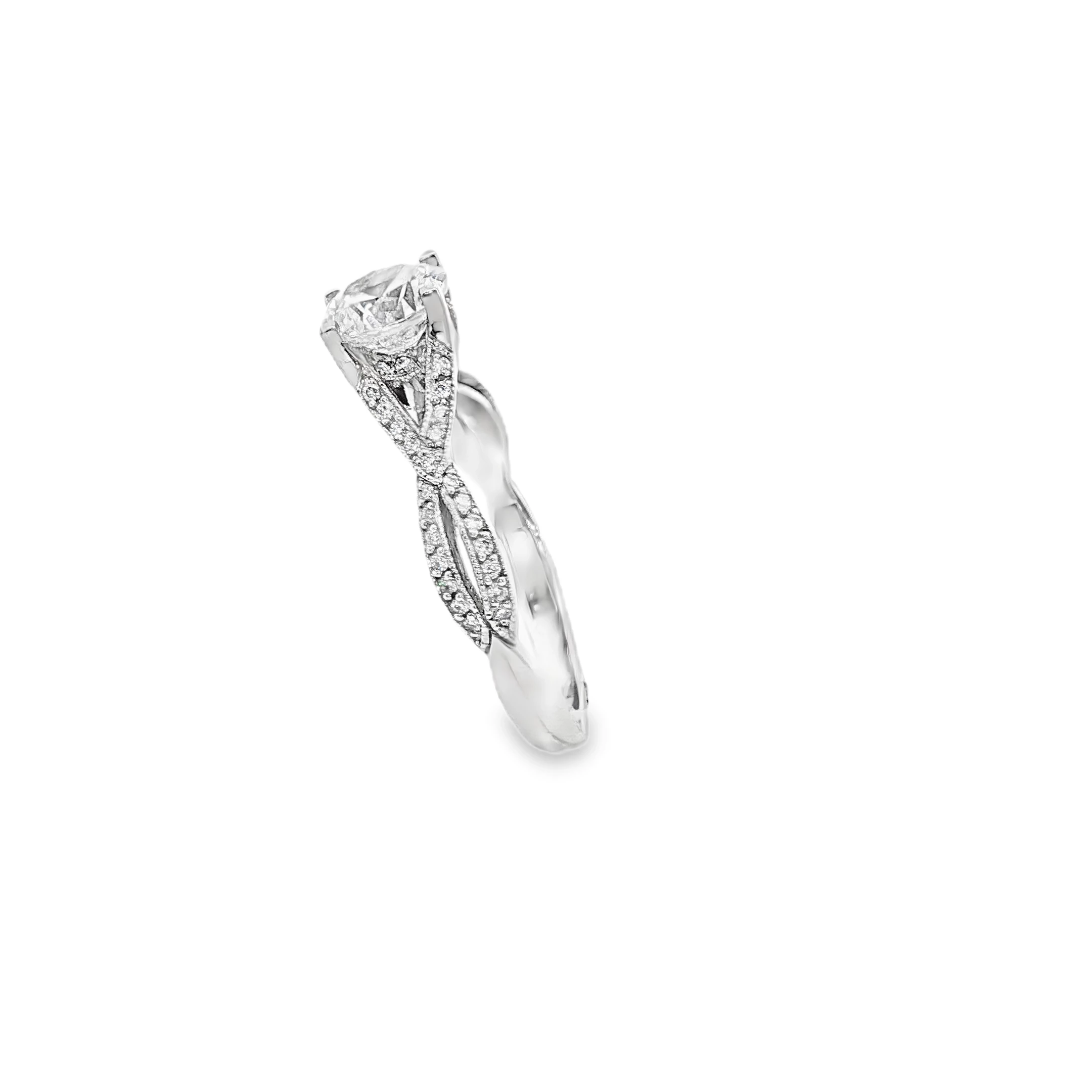 White Gold Engagement Ring with Round Cut Diamond. SKU BMTM1474 - Image 4