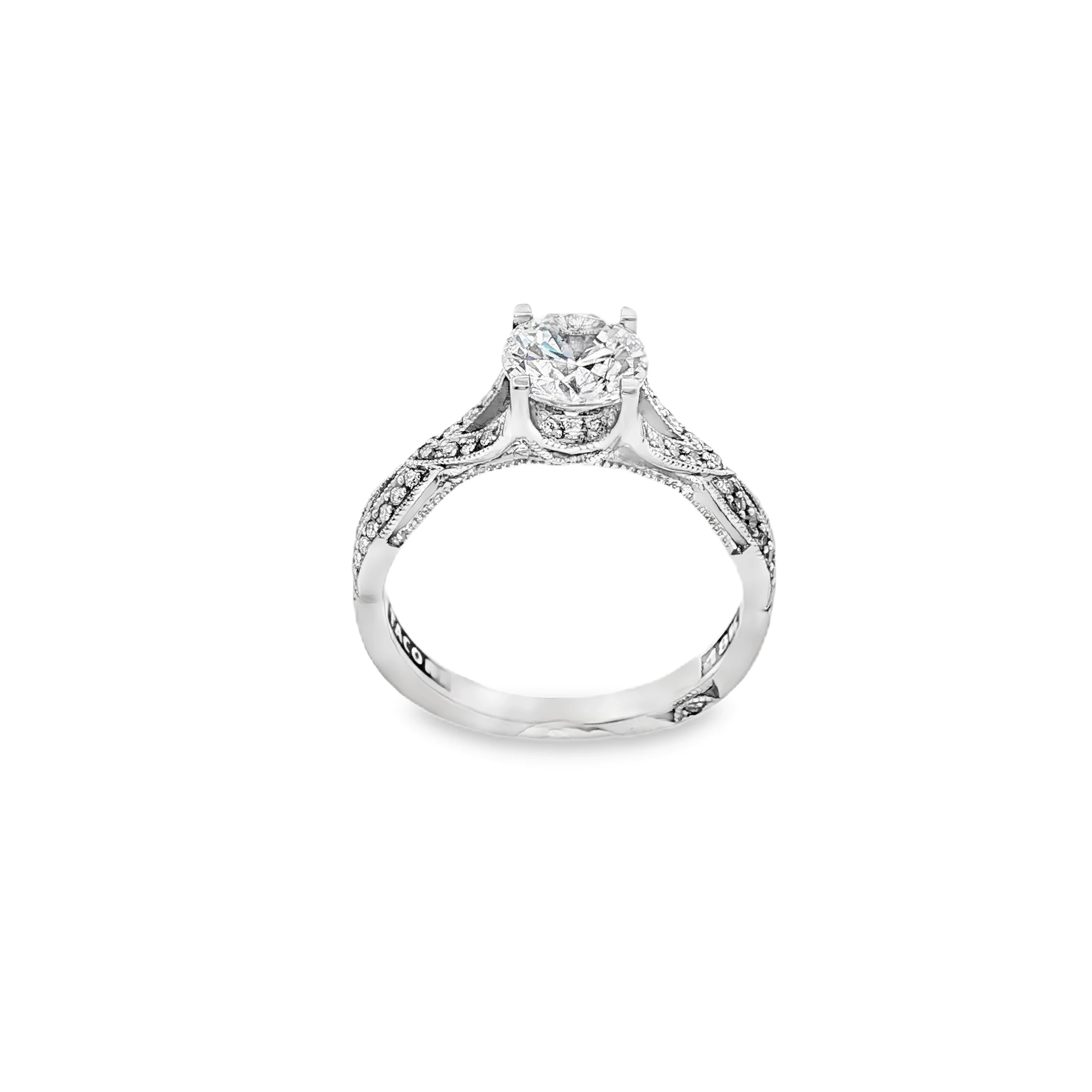 White Gold Engagement Ring with Round Cut Diamond. SKU BMTM1474