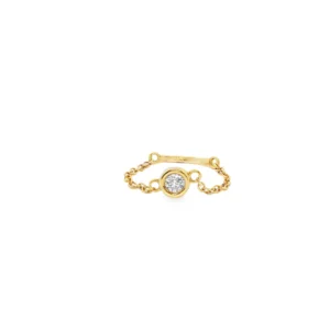 Yellow Gold Chain Band Ring with Round Brilliant Cut Diamond.  SKU    CE102Y8D