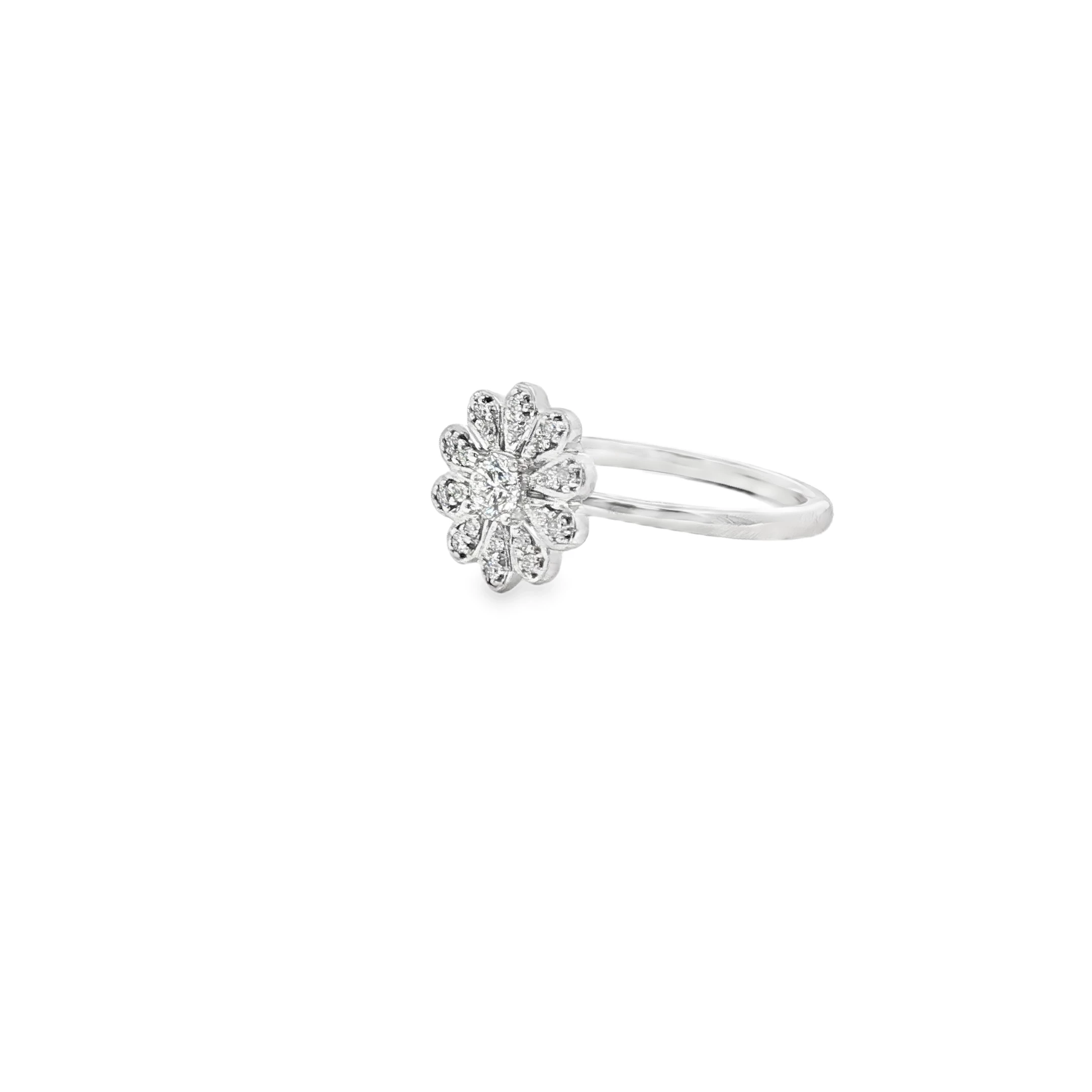 Rings White Gold Plated Silver Cocktail Ring with Round Brilliant Cut Diamond. SKU CE103W8D - Image 2