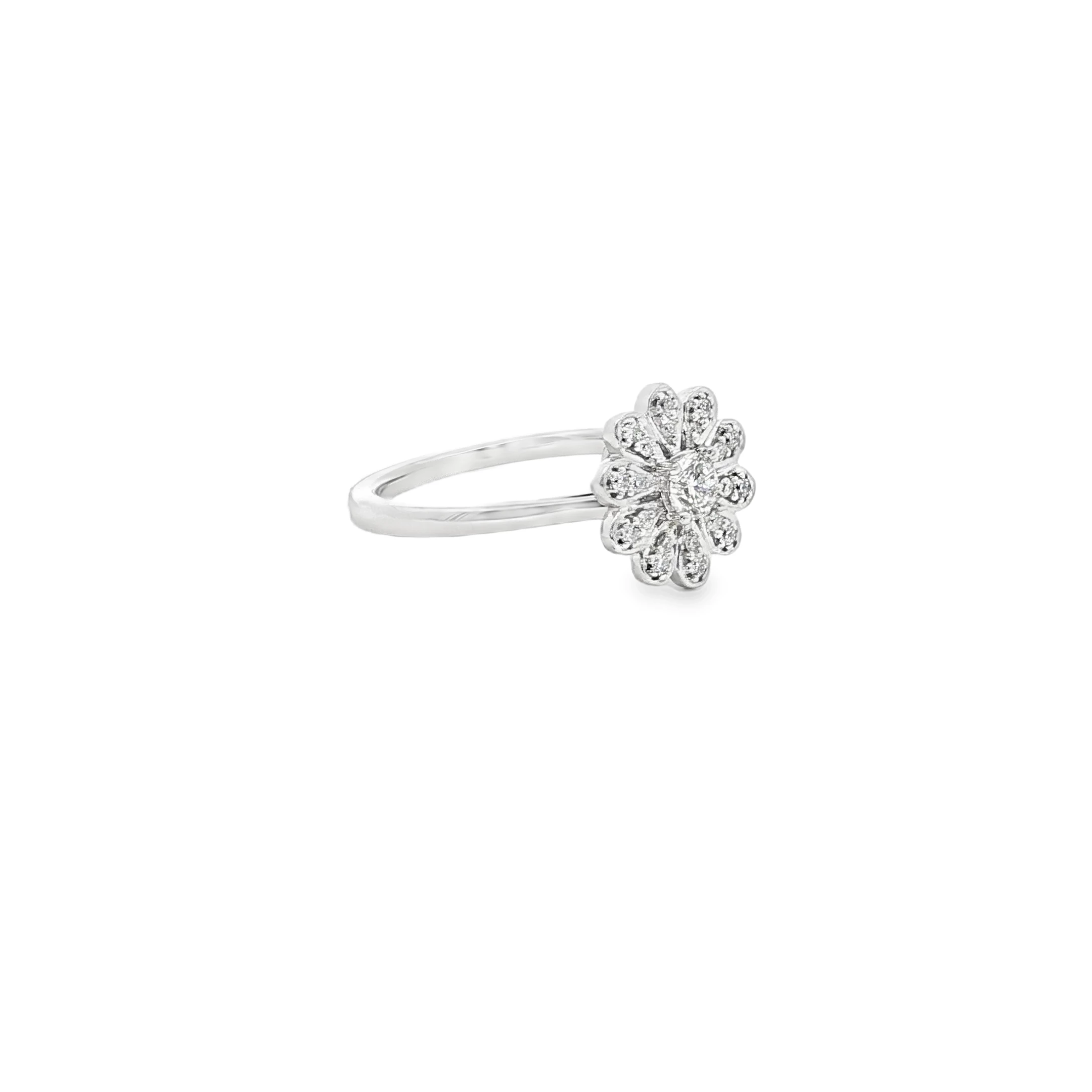 Rings White Gold Plated Silver Cocktail Ring with Round Brilliant Cut Diamond. SKU CE103W8D - Image 3