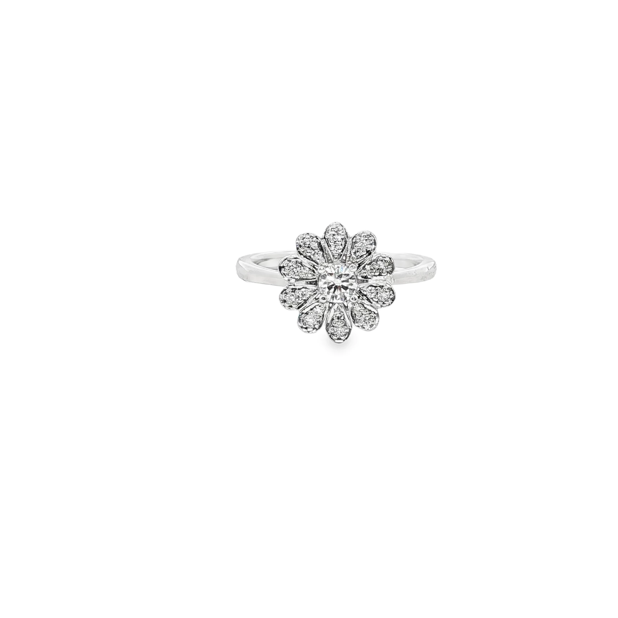 Rings White Gold Plated Silver Cocktail Ring with Round Brilliant Cut Diamond. SKU CE103W8D