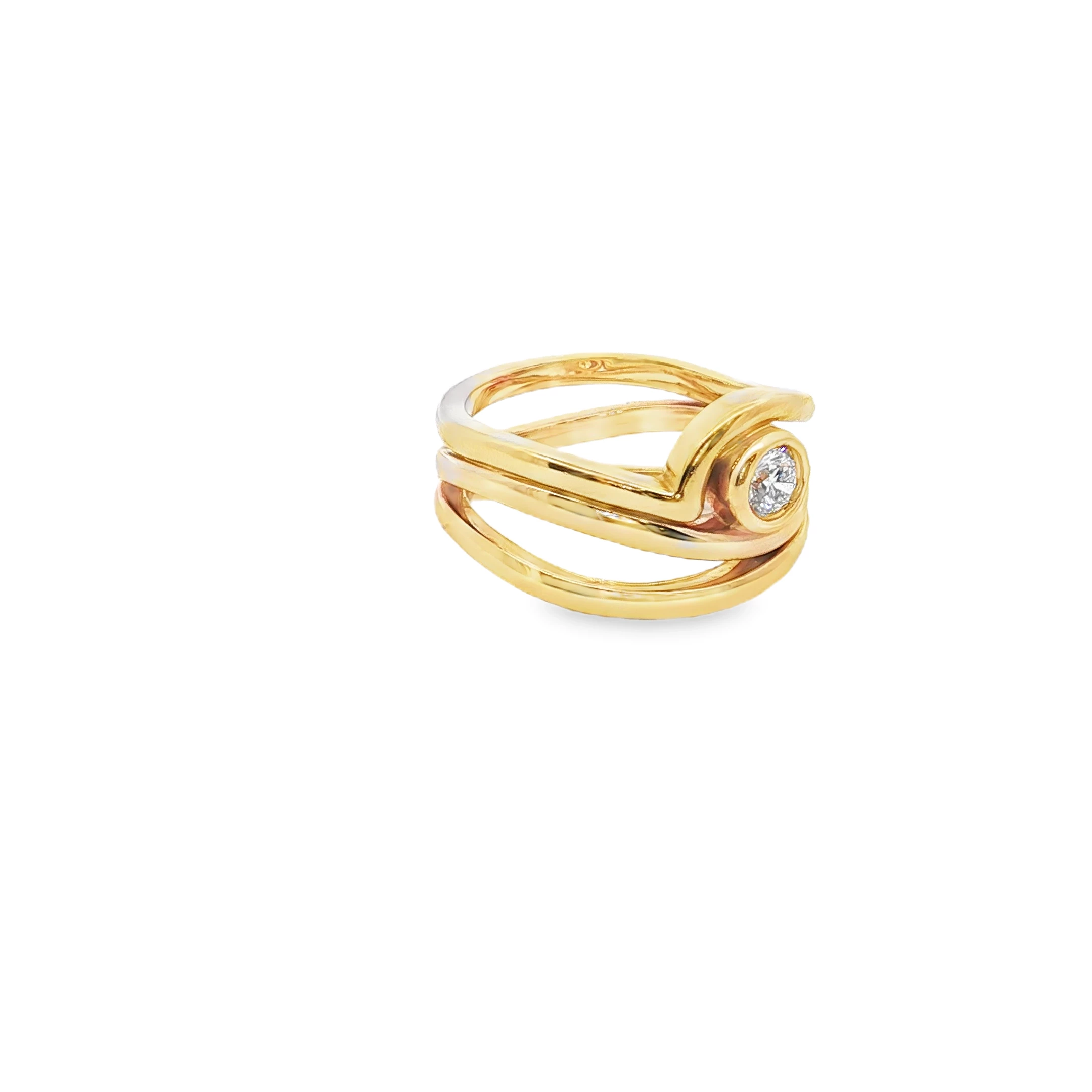 Yellow Gold Multistone Ring with Round Cut Diamond SKU CE105YRY8D - Image 2