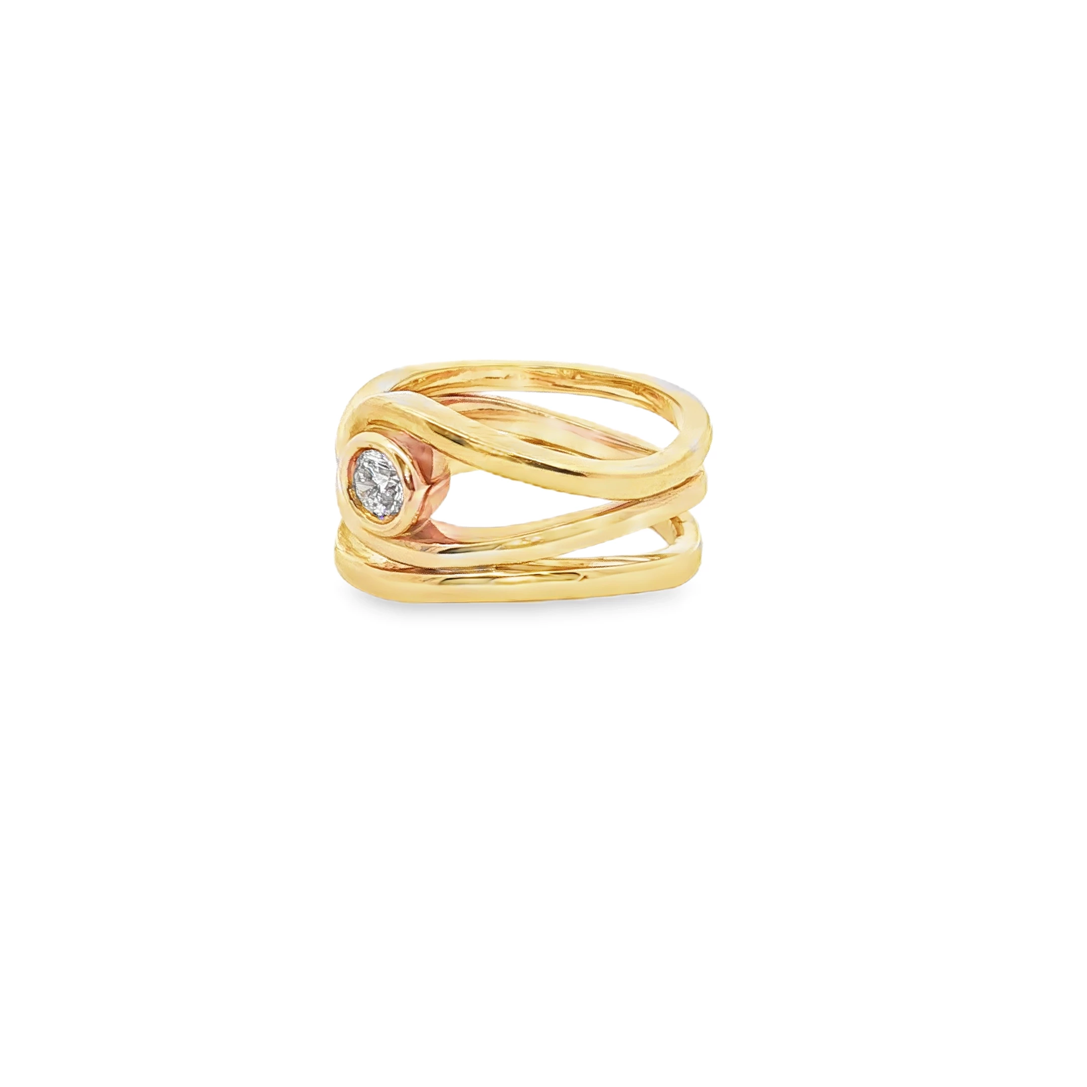 Yellow Gold Multistone Ring with Round Cut Diamond SKU CE105YRY8D - Image 3