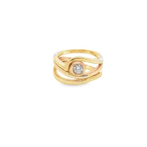 Yellow Gold Multistone Ring with Round Cut Diamond   SKU   CE105YRY8D