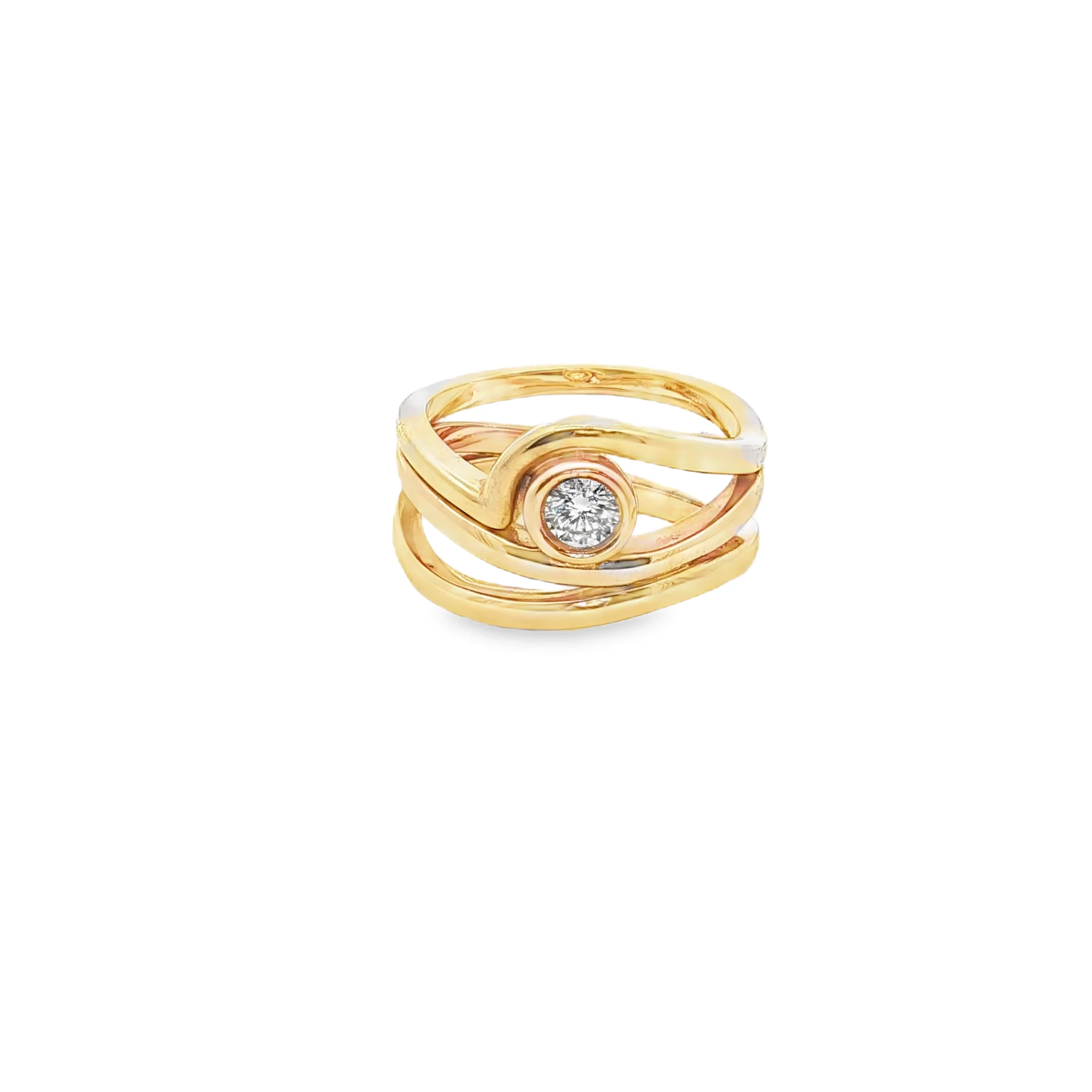 Yellow Gold Multistone Ring with Round Cut Diamond SKU CE105YRY8D
