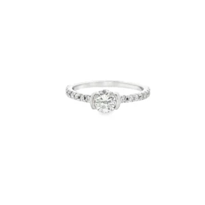 Platinum Engagement Ring with Round Brilliant Cut Diamond in White Gold SKU     CE110