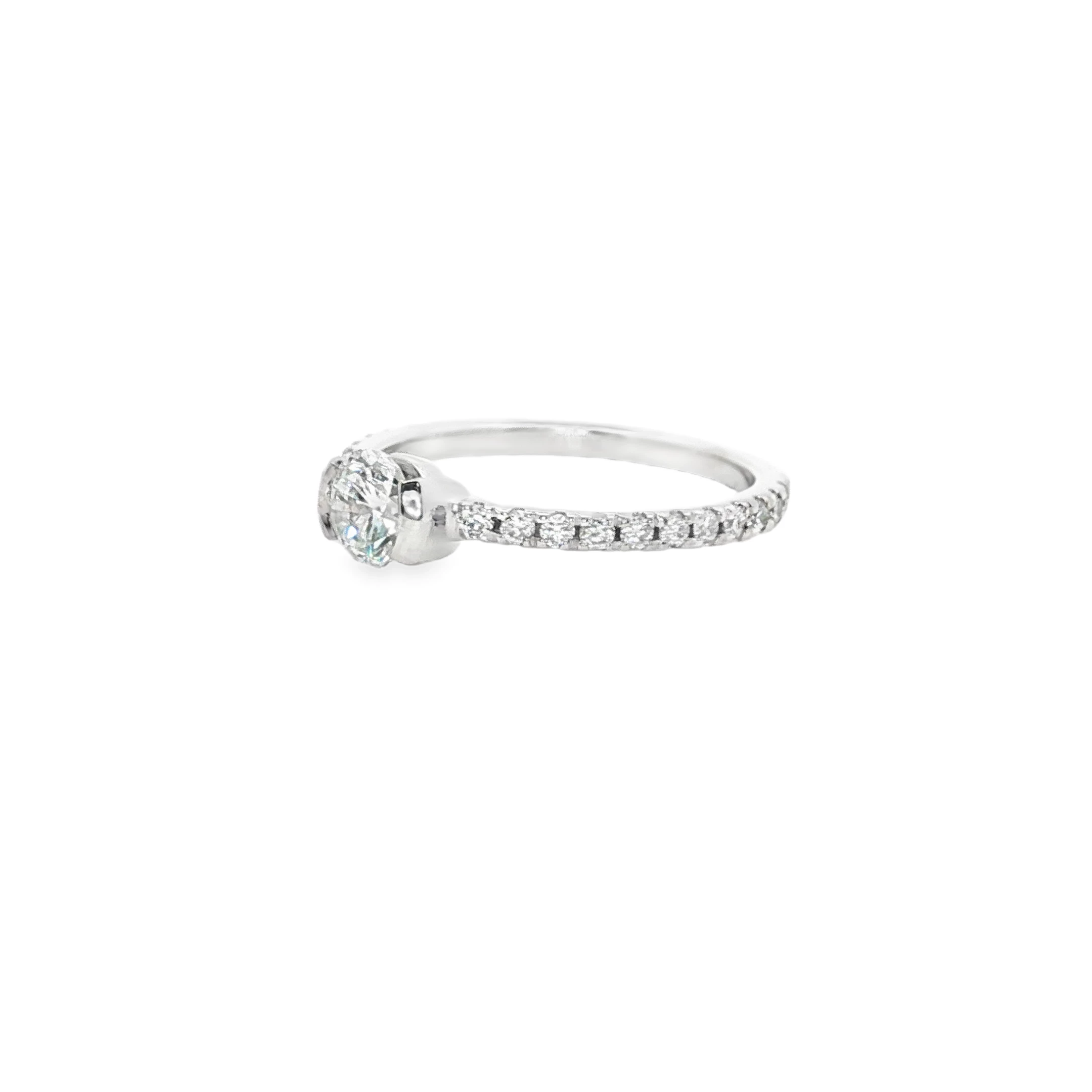 Platinum Engagement Ring with Round Brilliant Cut Diamond in White Gold SKU CE110 - Image 2