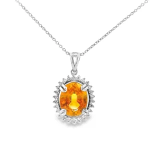 14kt White Gold Necklace with Oval Citrine. SKU DDI-1-10020