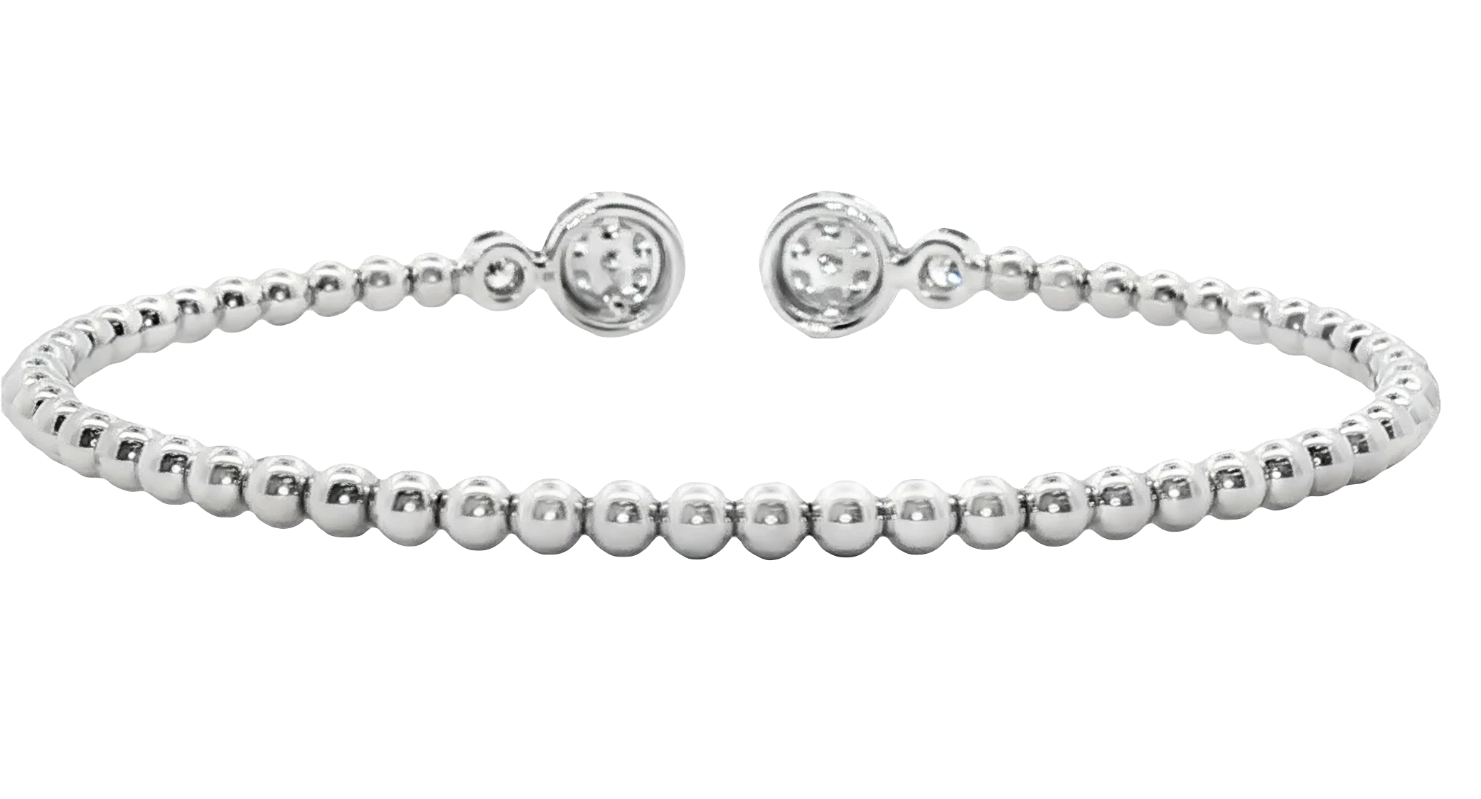 14k White Gold Bangle with Brilliant Round Diamonds. SKU DDI-219703 - Image 3