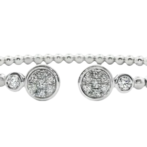 14k White Gold Bangle with Brilliant Round Diamonds.   SKU  DDI-219703