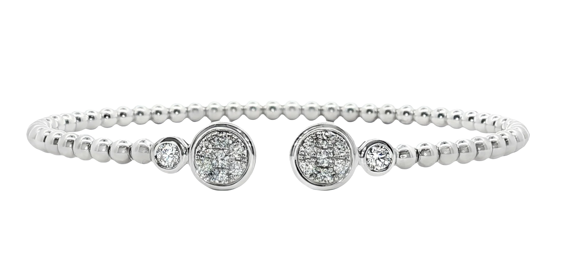 14k White Gold Bangle with Brilliant Round Diamonds. SKU DDI-219703