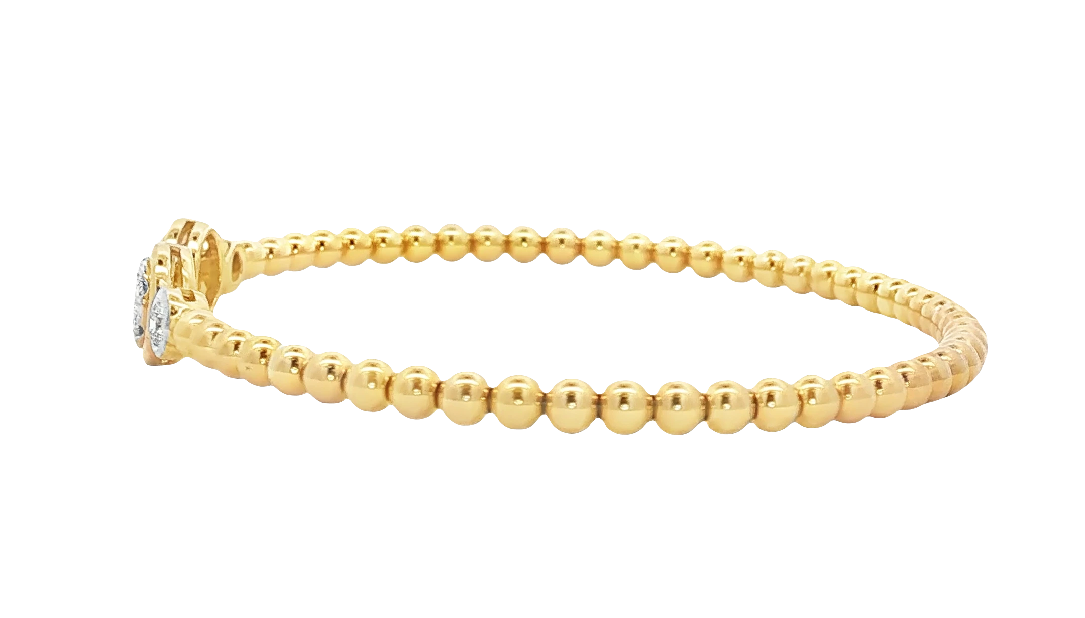 14k Yellow Gold Bangle with Round Brilliant Cut Diamond melees. SKU DDI-219704 - Image 2