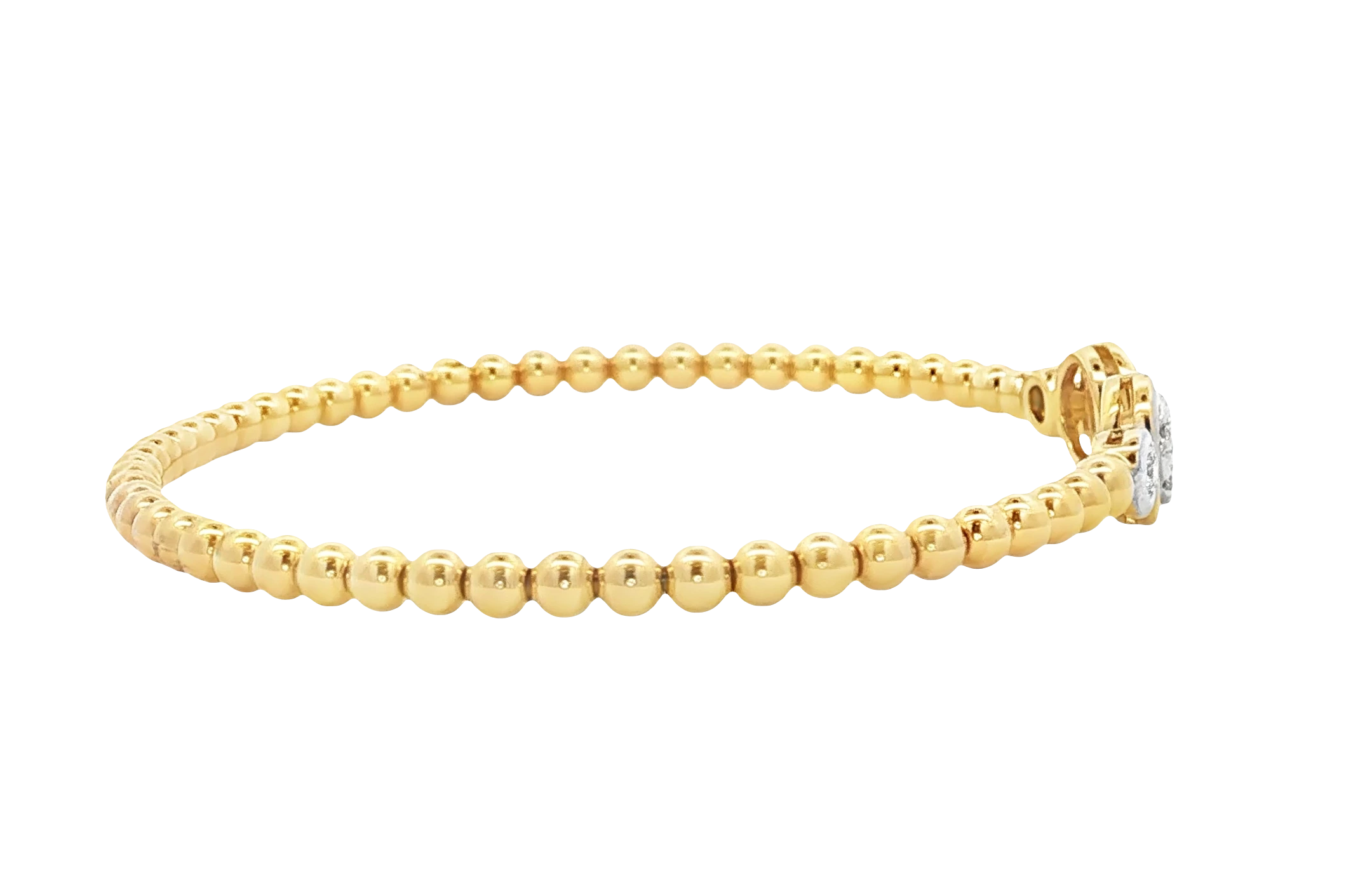 14k Yellow Gold Bangle with Round Brilliant Cut Diamond melees. SKU DDI-219704 - Image 4