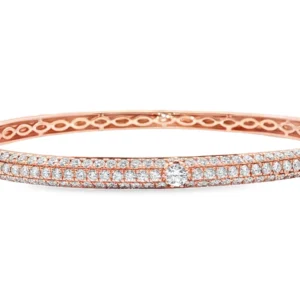Elegant 18kt Rose Gold Bangle with Round Brilliant Cut Diamond Pavé.   SKU   DDI-300-10026