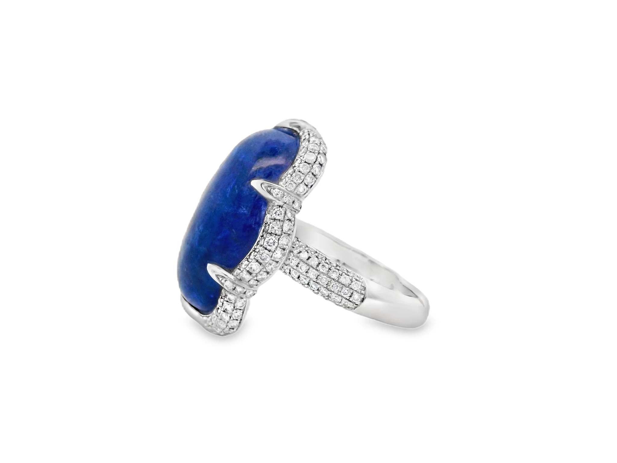 18kt White Gold Cocktail Ring with Cabochon Tanzanite. SKU DDI-5-10091 - Image 3
