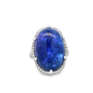 18kt White Gold Cocktail Ring with Cabochon Tanzanite. SKU  DDI-5-10091