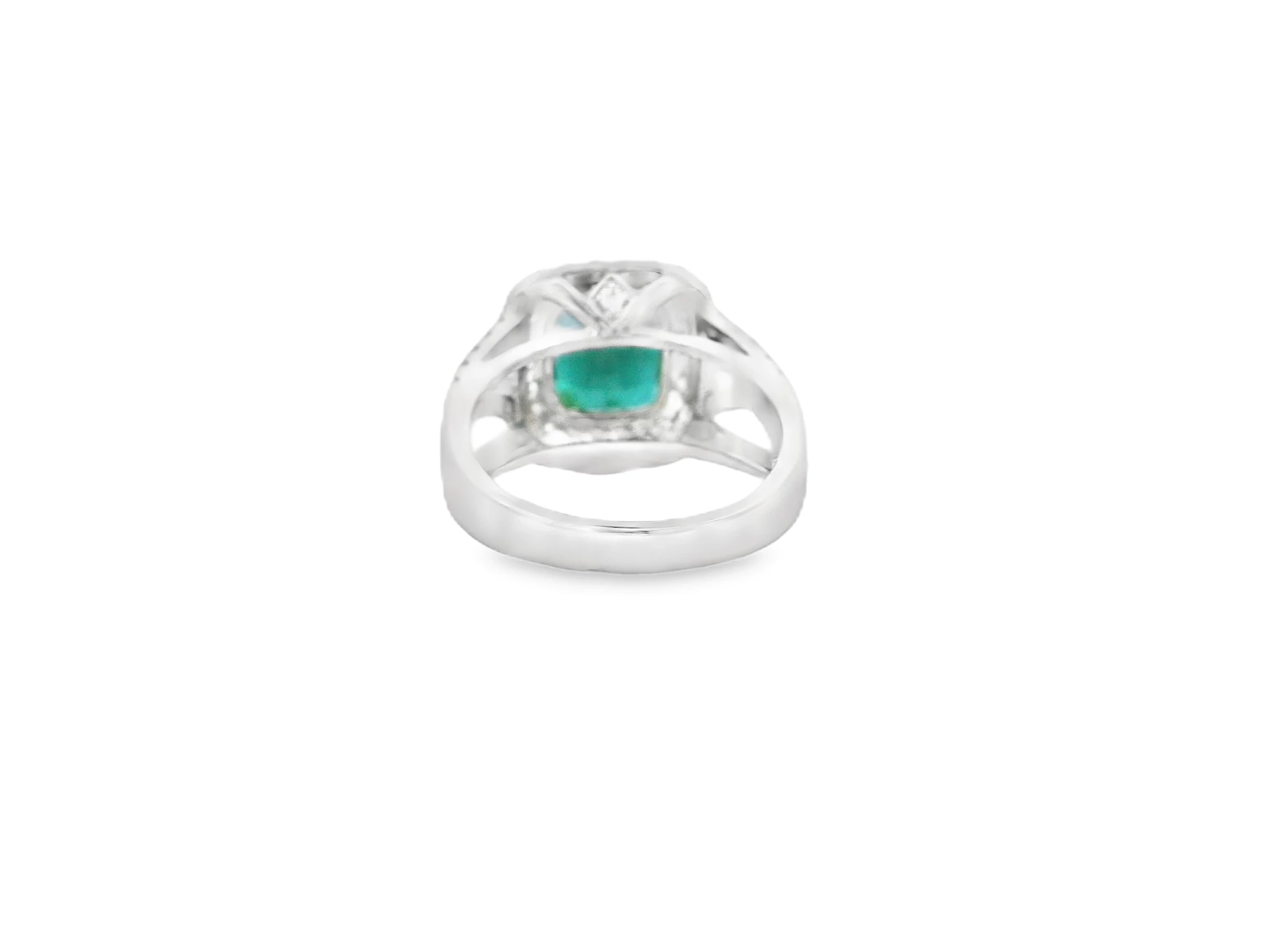 14 kt White Gold Cocktail Ring with Cushion-Cut Green Tourmaline. SKU DDI-5-10135/590-10018 - Image 2